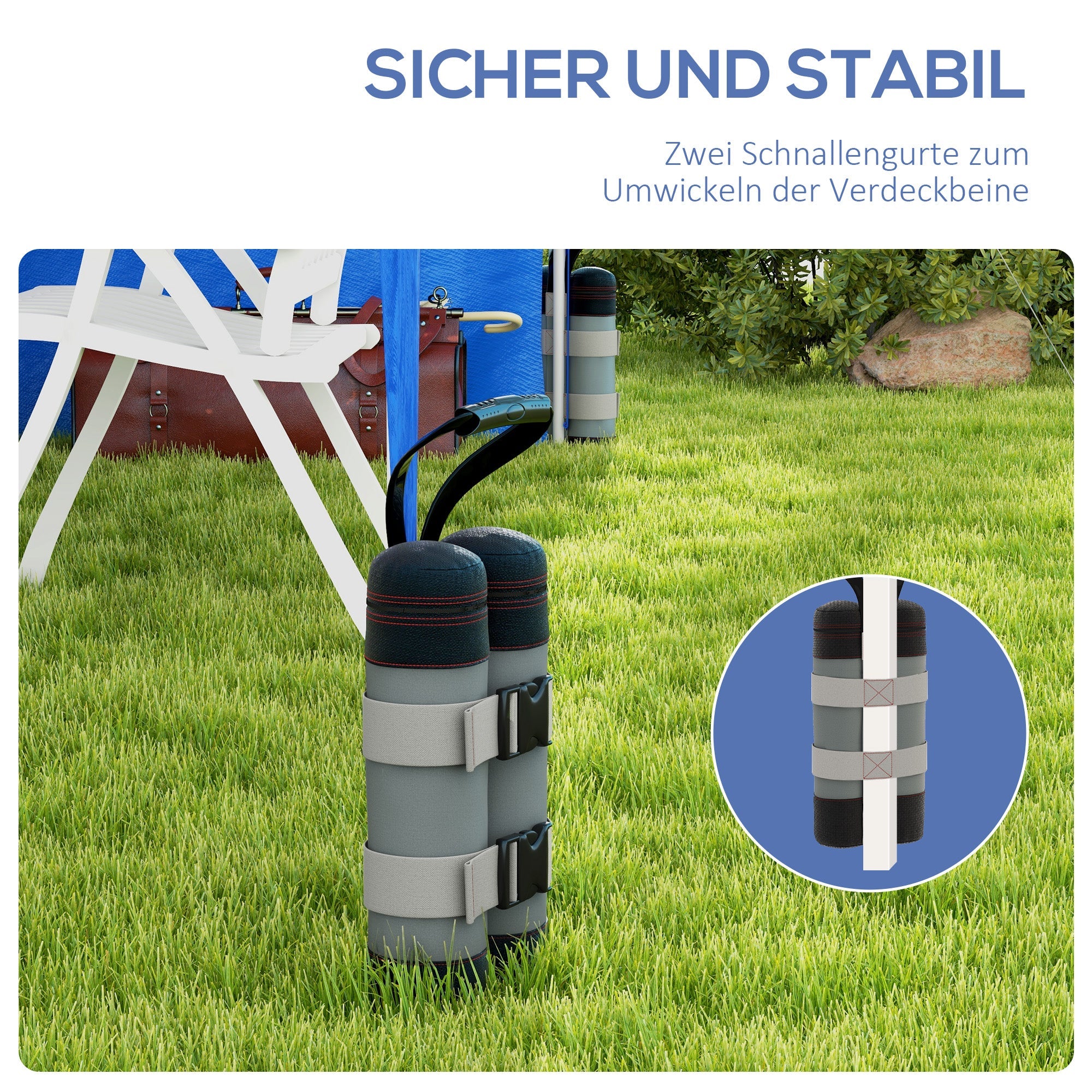 Pavilion Sandbags Set of 4 Robust Weights for Pop-Up, Grey Black Oxford Fabric