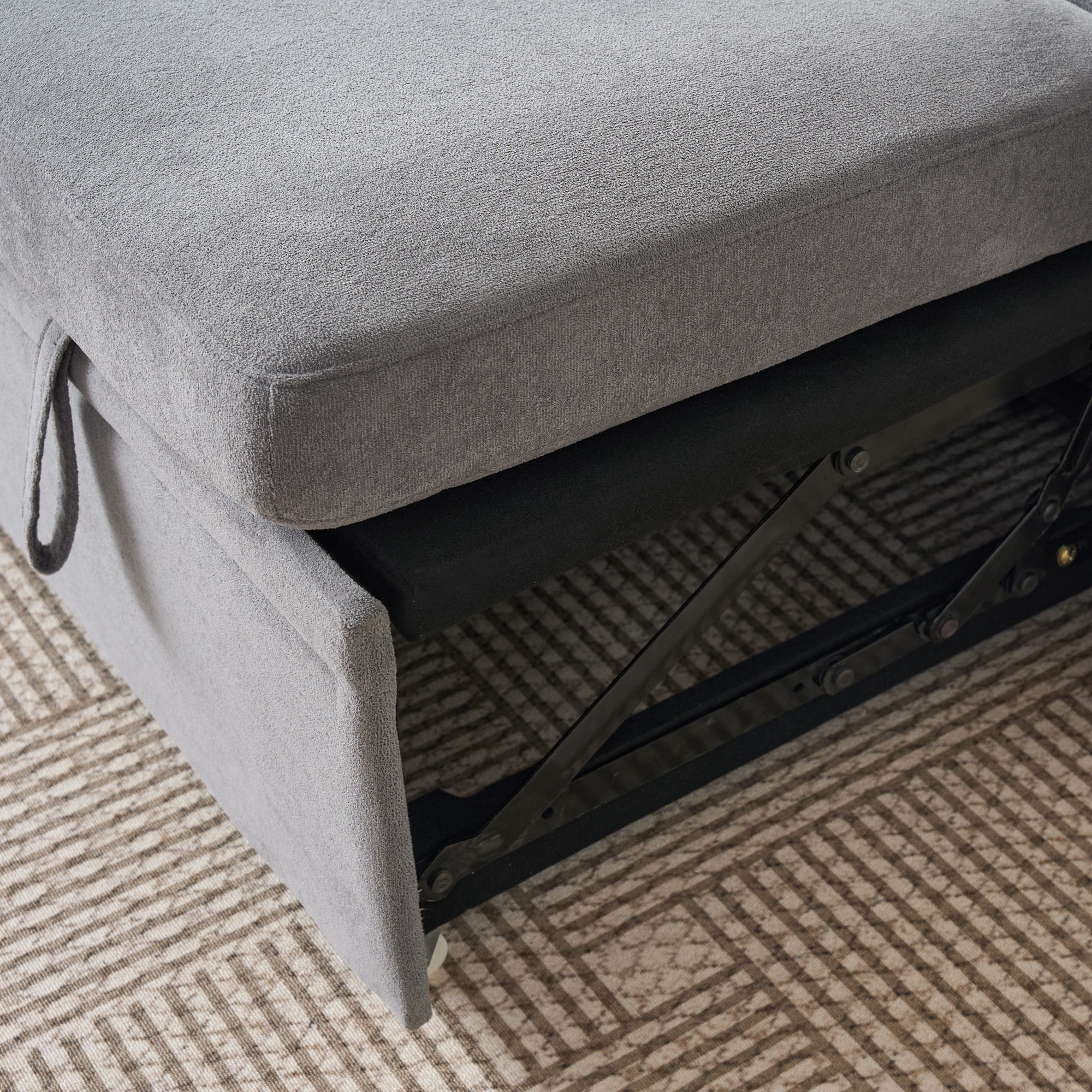 L-Shaped Corner Sofa Bed with Storage, Sleeping Function, Reversible, Chenille Grey