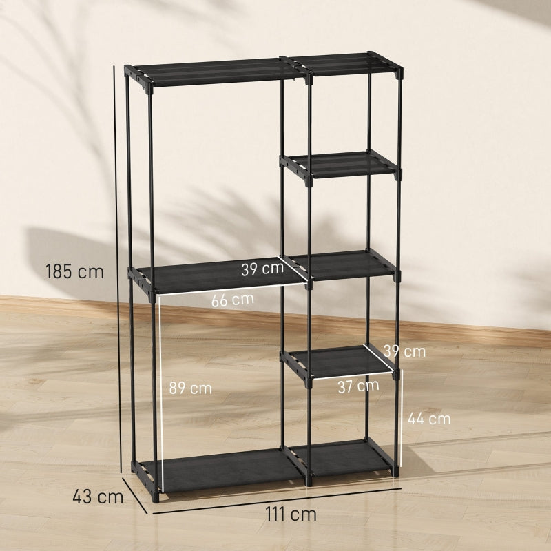 Fabric Wardrobe with Clothes Rail & Shelves 111x43x185 cm - Black