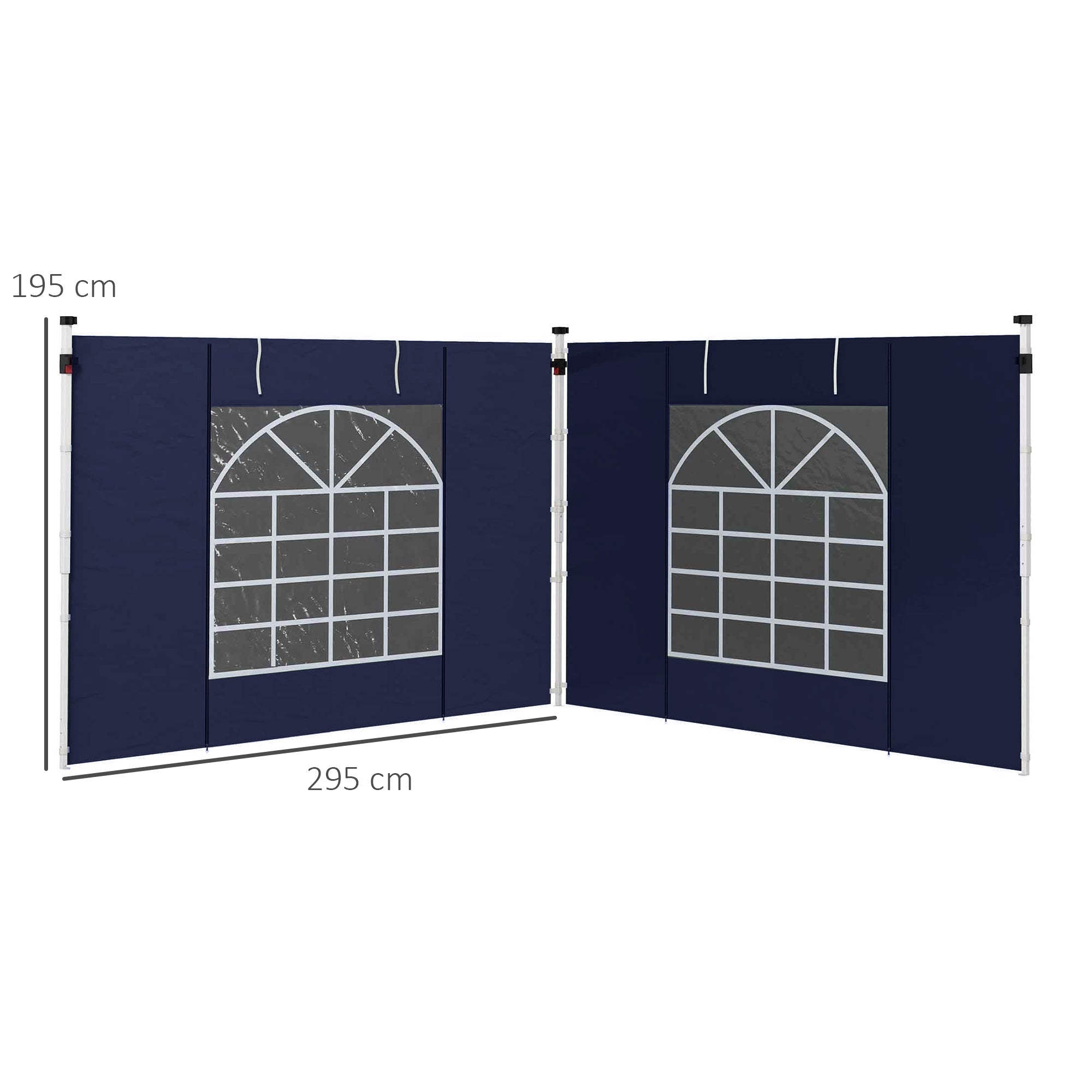 Side Panels for Gazebo, 3x3m and 3x6m with Window and Door, Oxford, Blue