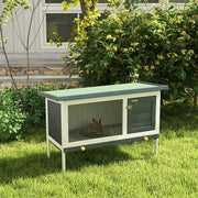 Wooden Rabbit Hutch Outdoor Guinea Pig Bunny Cage with Openable Asphalt Roof