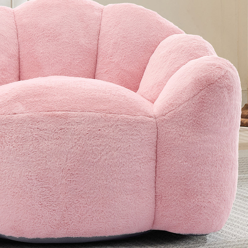 Lotus-shaped Compact Sofa, Adult Seat with Short-pile Pull Handle, Rose