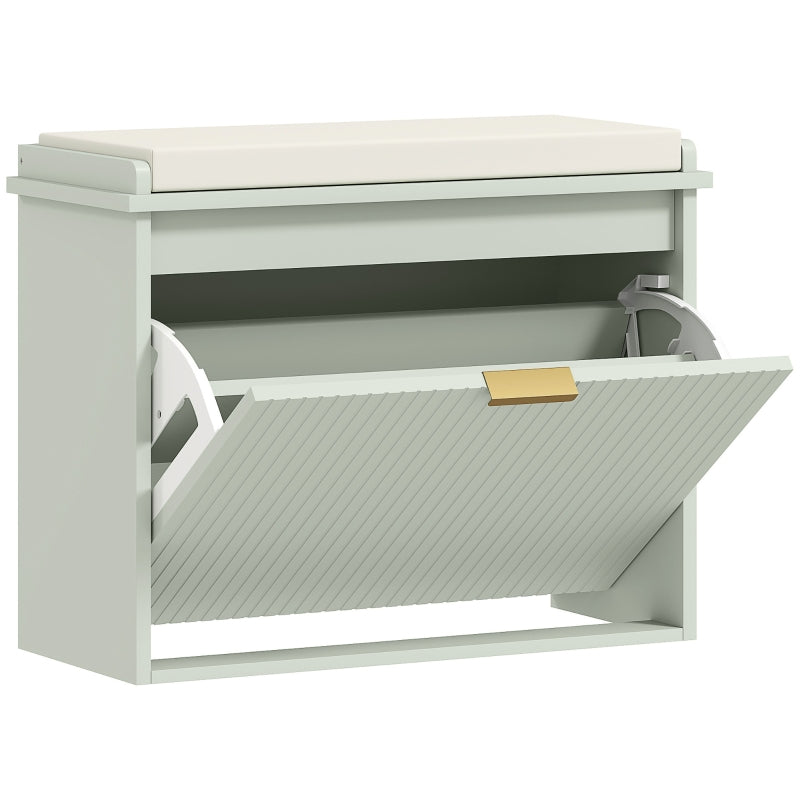 Elegant Six Shoe Bench with Top Seat - Green