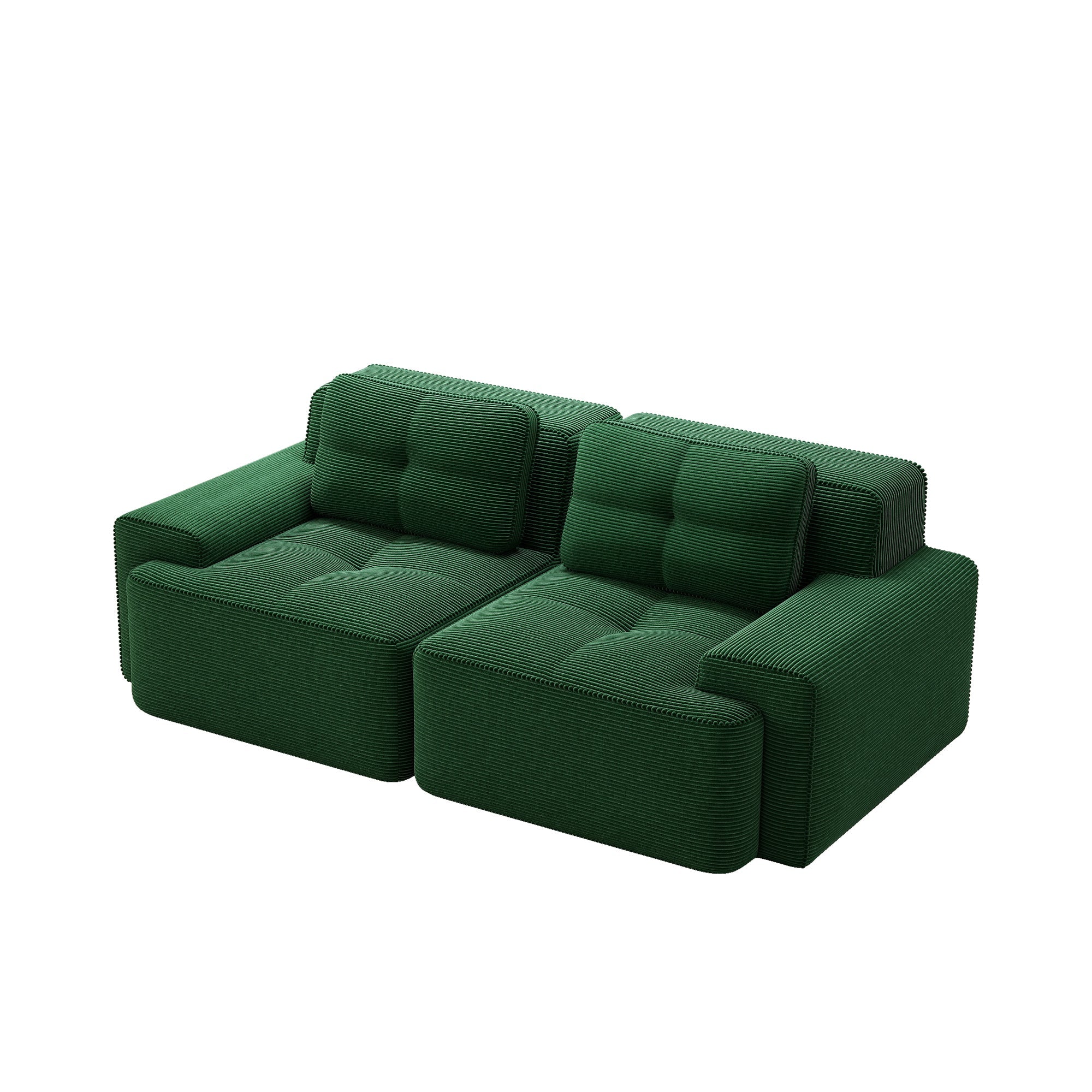 Boneless Modular Sofa Deep Seat Sleeper - Green Corduroy