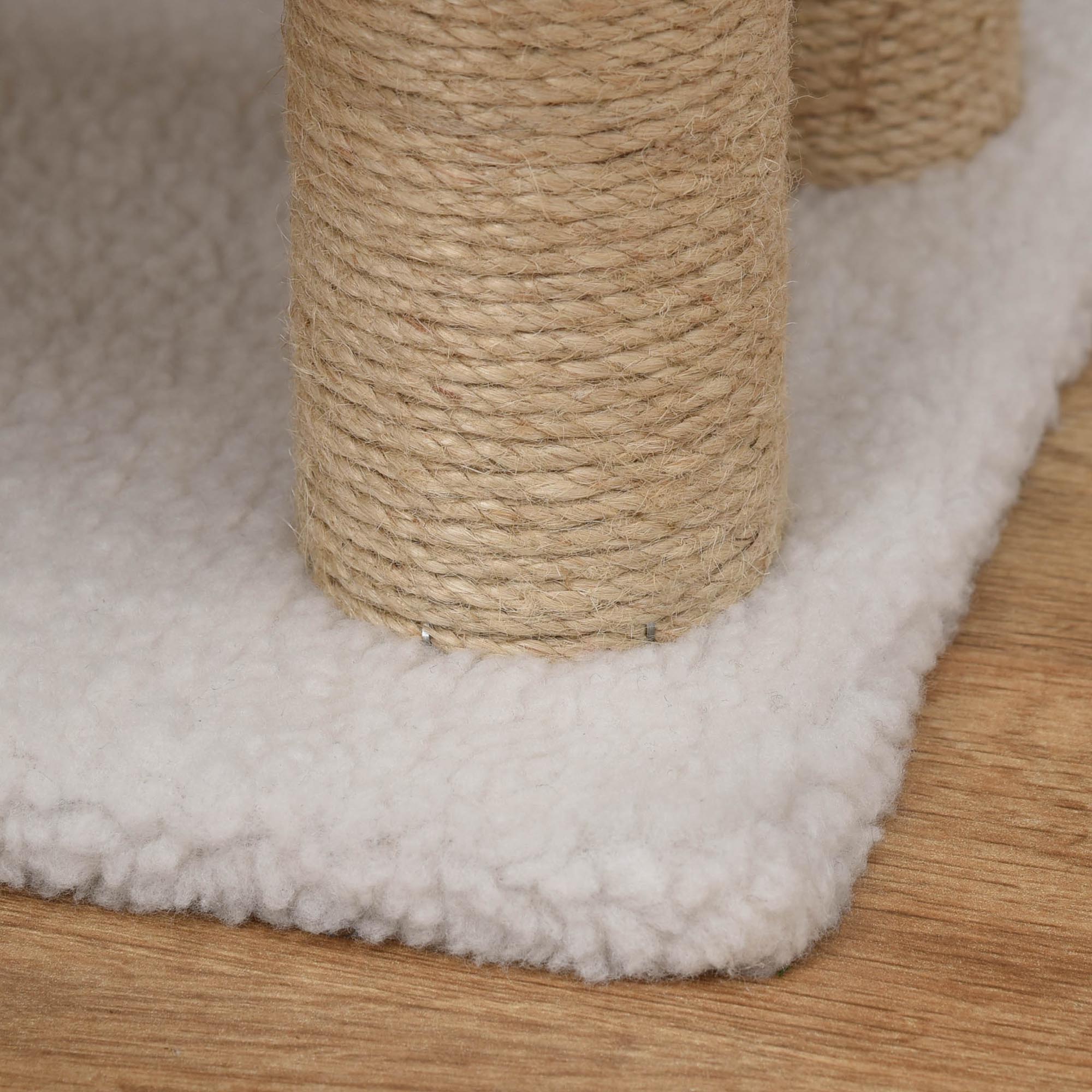 Pet Stairs, 4-Step with Scratching Post, Chipboard Plush Jute, White