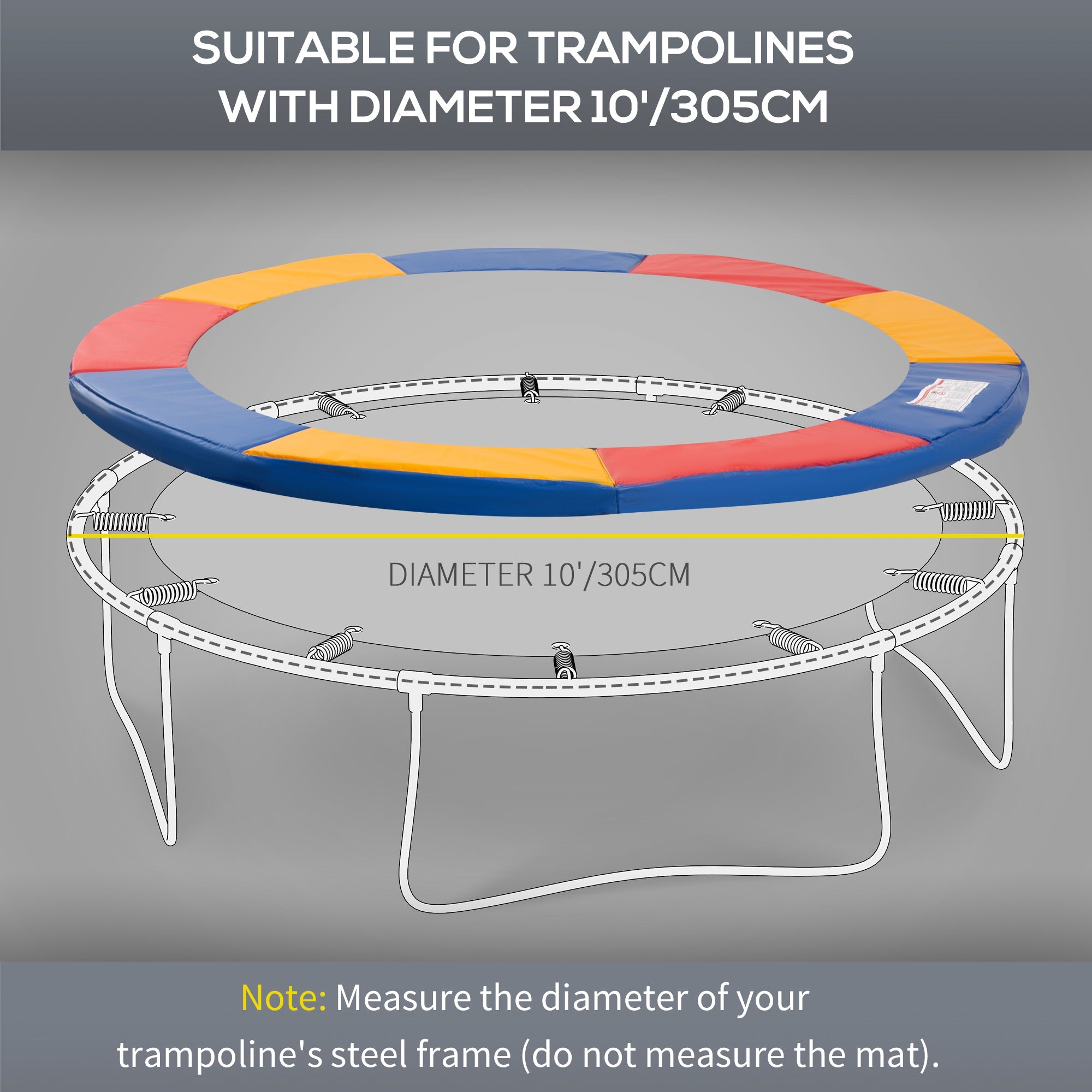 Trampoline Accessory Set 305cm-457cm, Edge Cover, Safety Net, Weather Cover, Ladder, Colorful