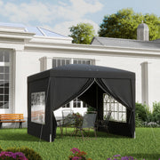 Gazebo 3x3m, Water-Repellent Pop-Up Folding, Black