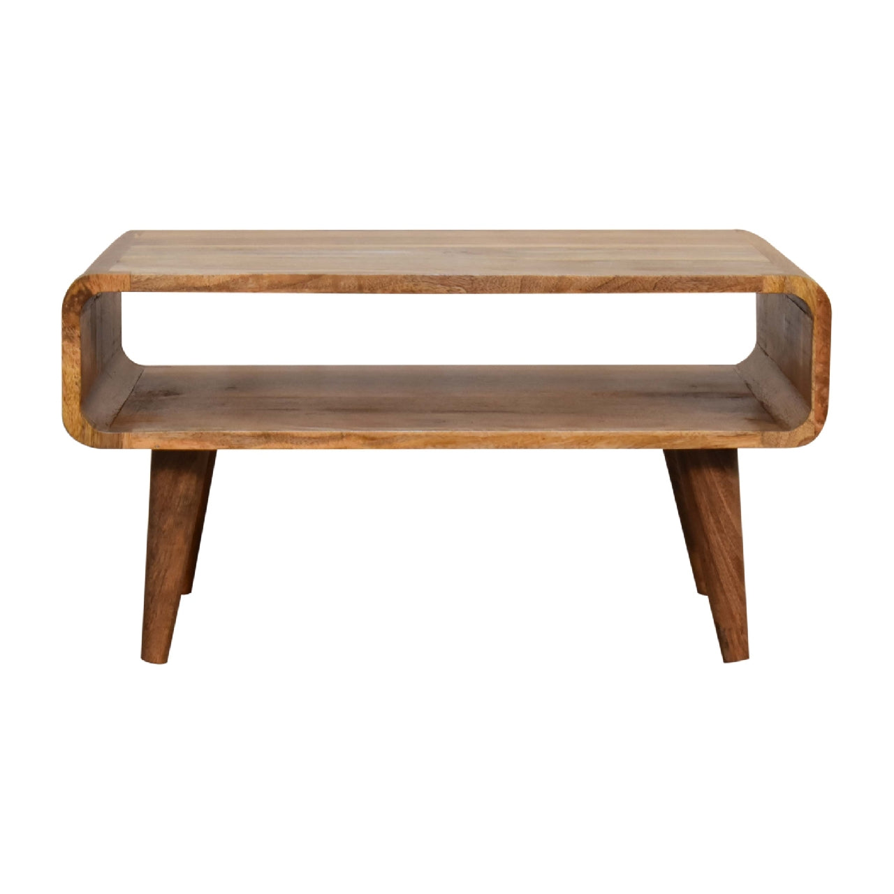 Solid Wood Media Unit, Open Storage, Oak-ish Brown