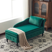 Velvet Chaise Lounge Sofa with Storage, Upholstered, Modern Nailhead-Trim & Button-tufted, Right Armrest