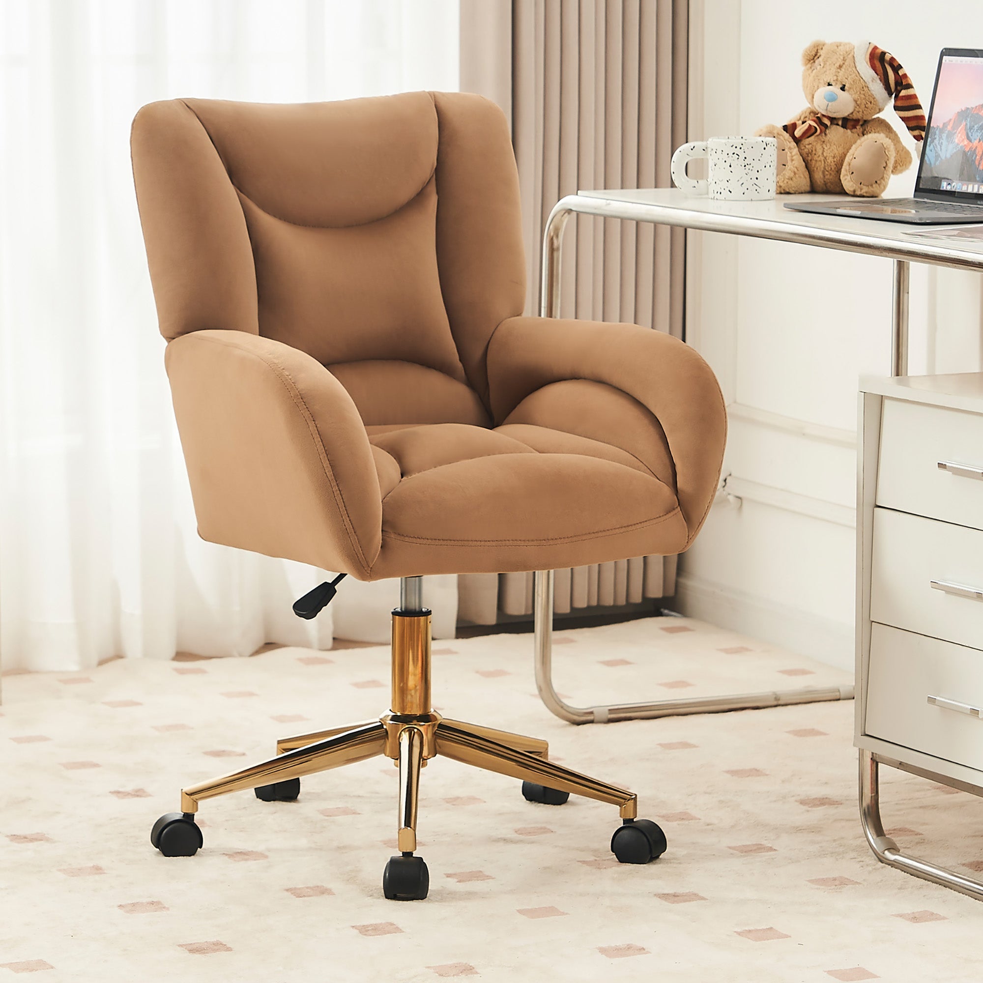 005 Swivel Chair, Height Adjustable for Home Office, Velvet Fabric