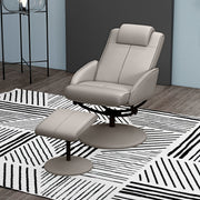 Recliner Chair and Footstool, Swivel Adjustable Backrest PU Leather, Grey
