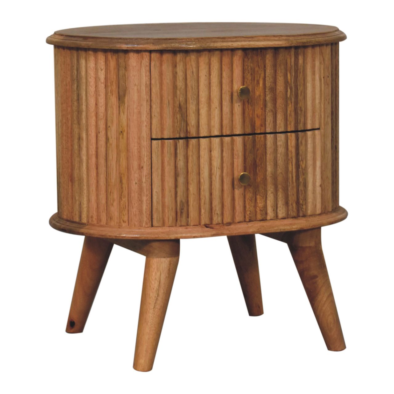 Solid Wood Soba Bedside, 2 Drawers, Brown