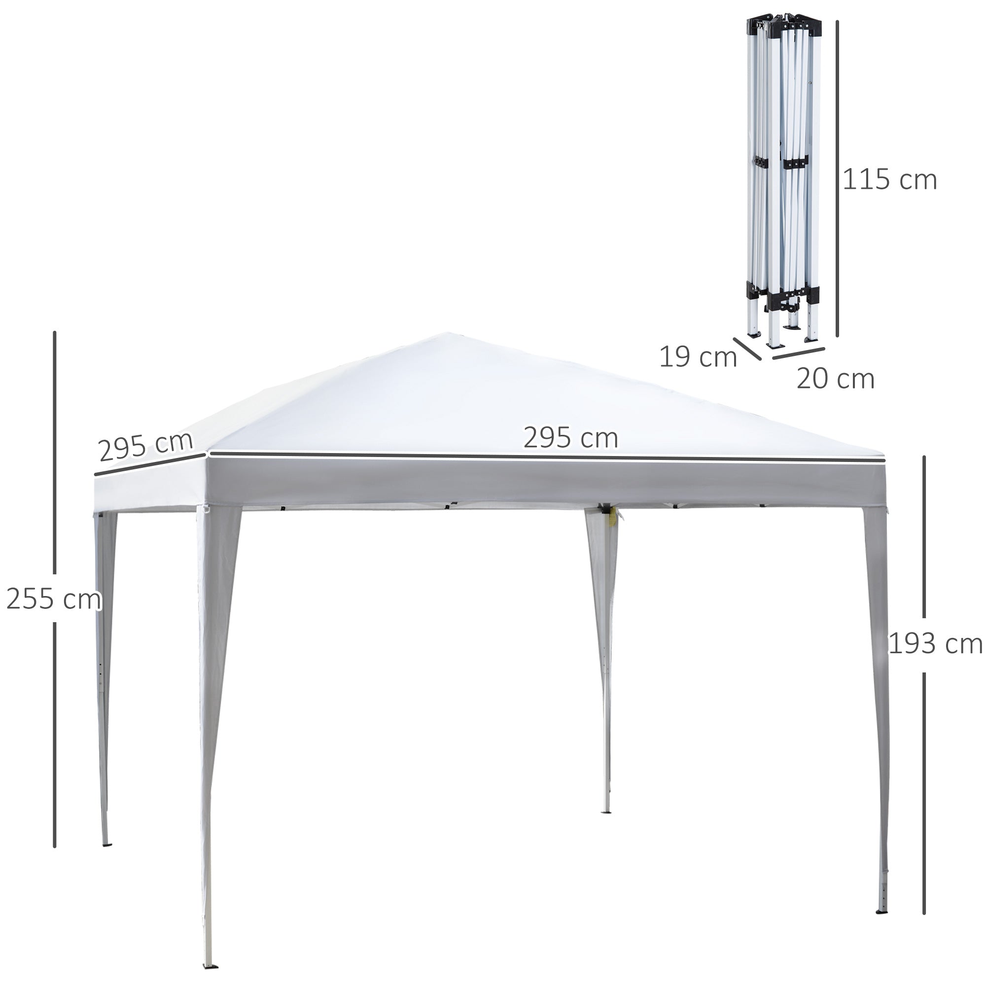 3 x 3M Garten Pop Up Pavillon mit Tragetasche, höhenverstellbares Vordach, Weiß