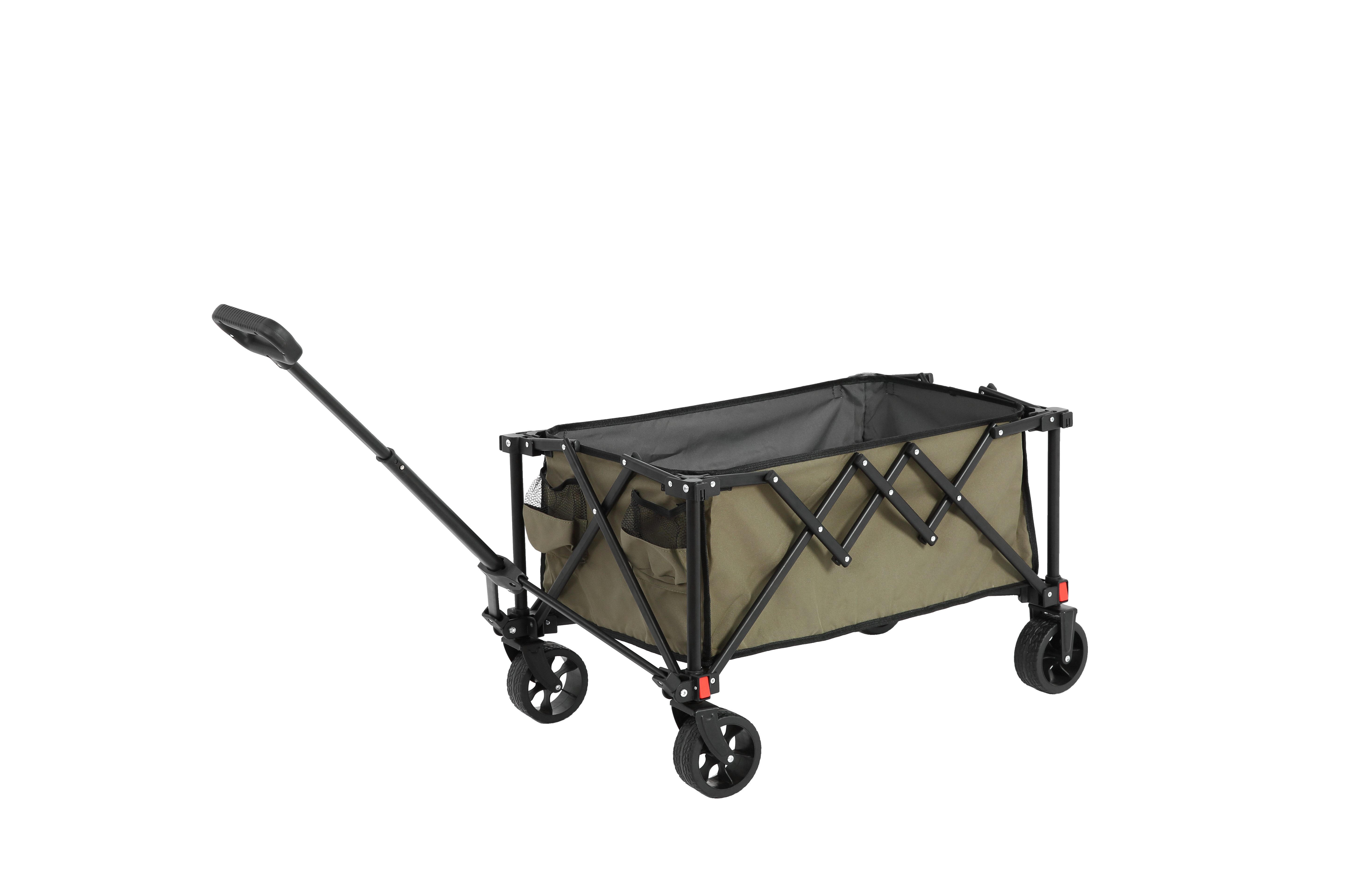 Folding Wagon Carts, all terrain wheels, heavy duty, adjustable handle, army green