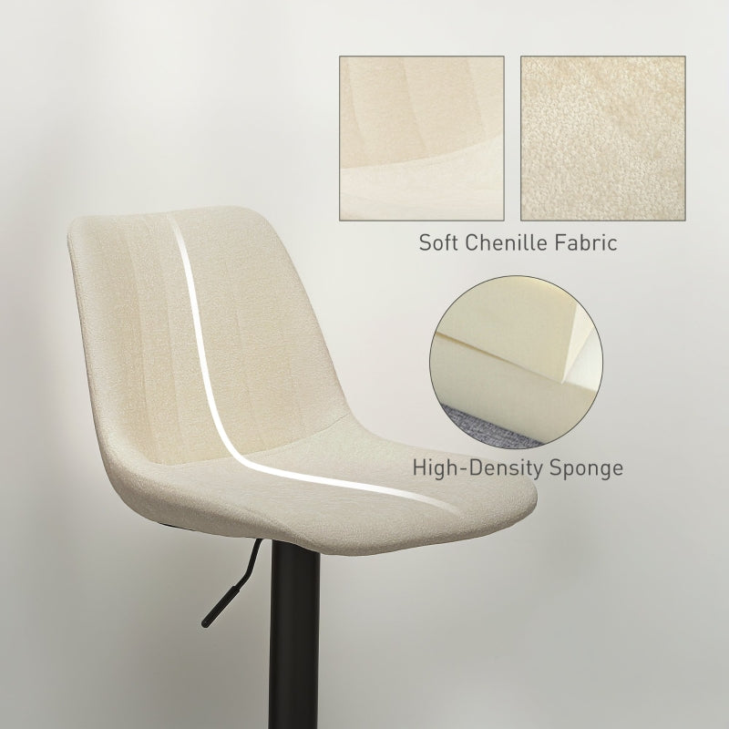 Set of Two Tub Bar Stools Chenille-Feel Beige