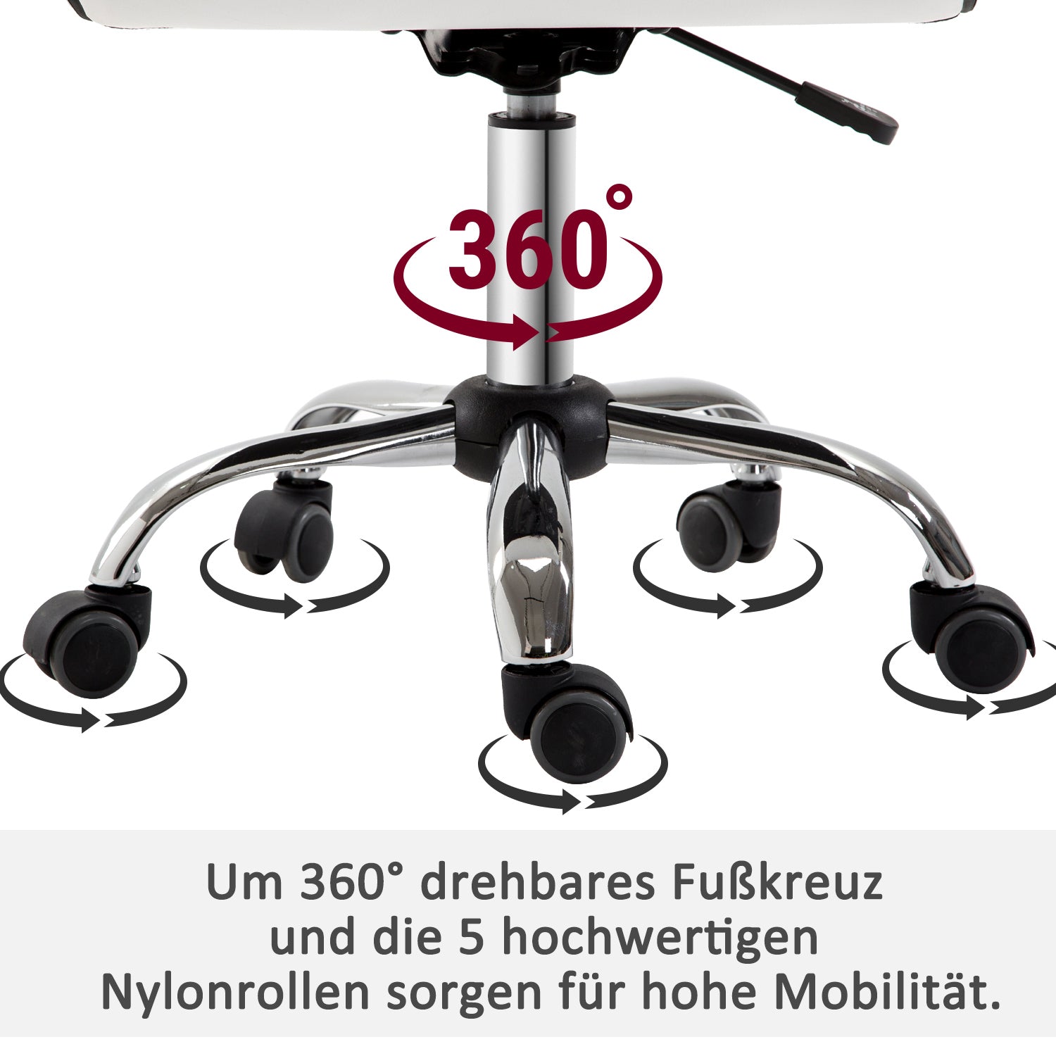 Office Chair, Adjustable Height, 120 kg, White Leather