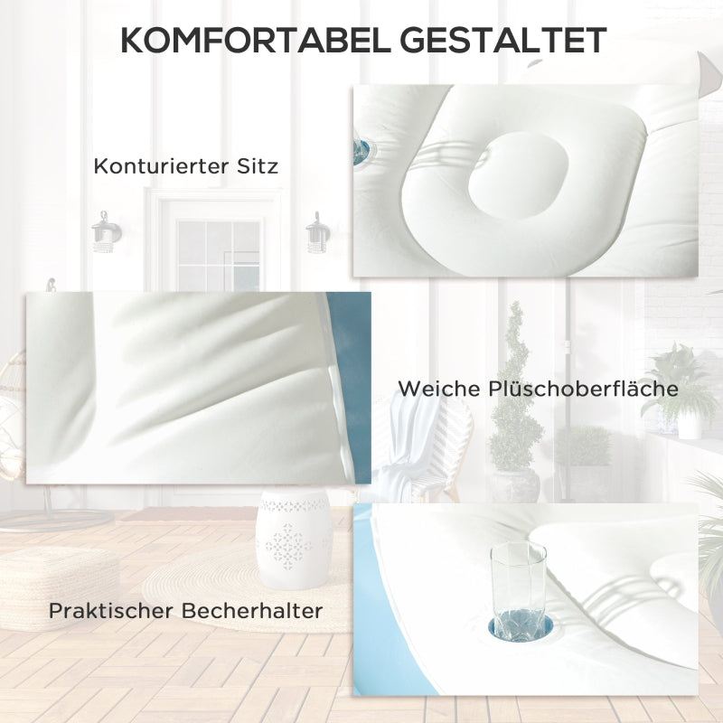 Inflatable Sofa with Footstool and Cup Holder, Air Sofa for Camping and Home, white