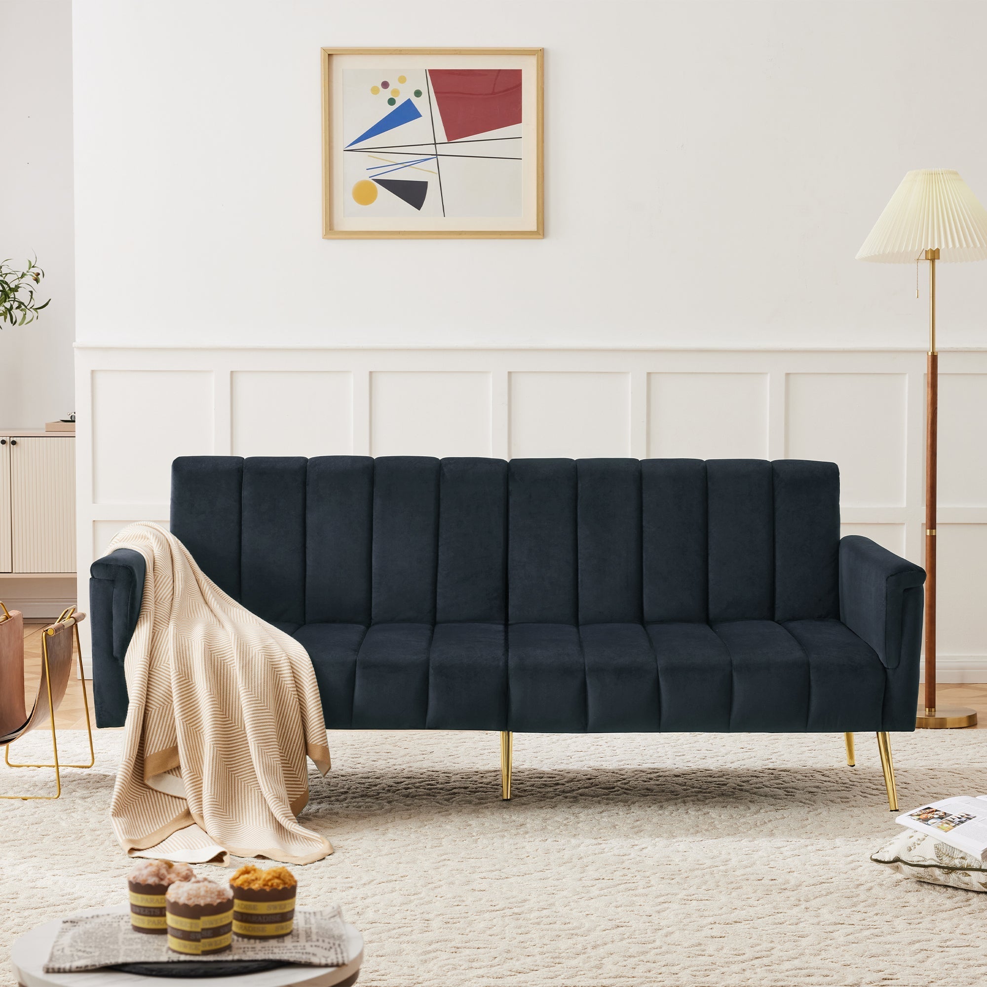 Sofa Bed, Modern Folding with Sleeping Function, Velvet Fabric