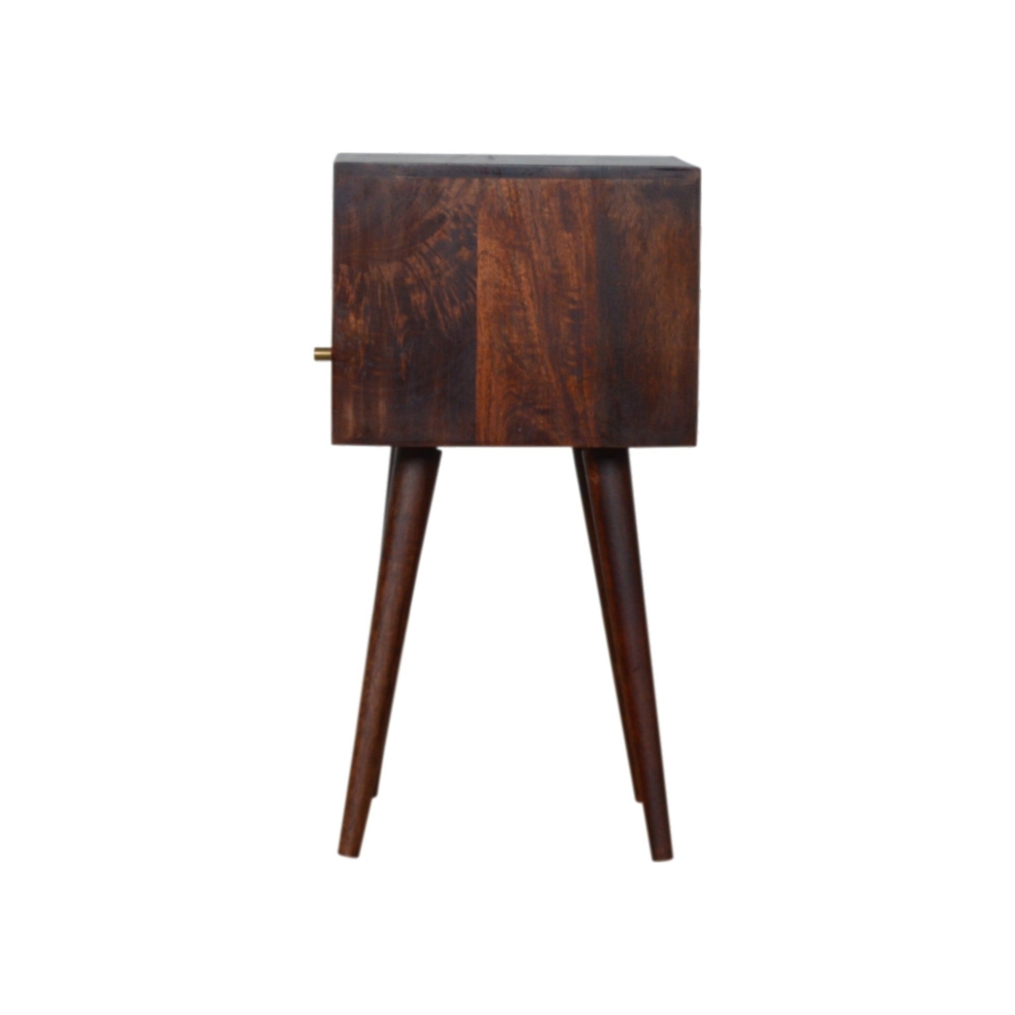 Solid Wood Mini Bedside with 1 Drawer and Open Shelf, Dark Brown