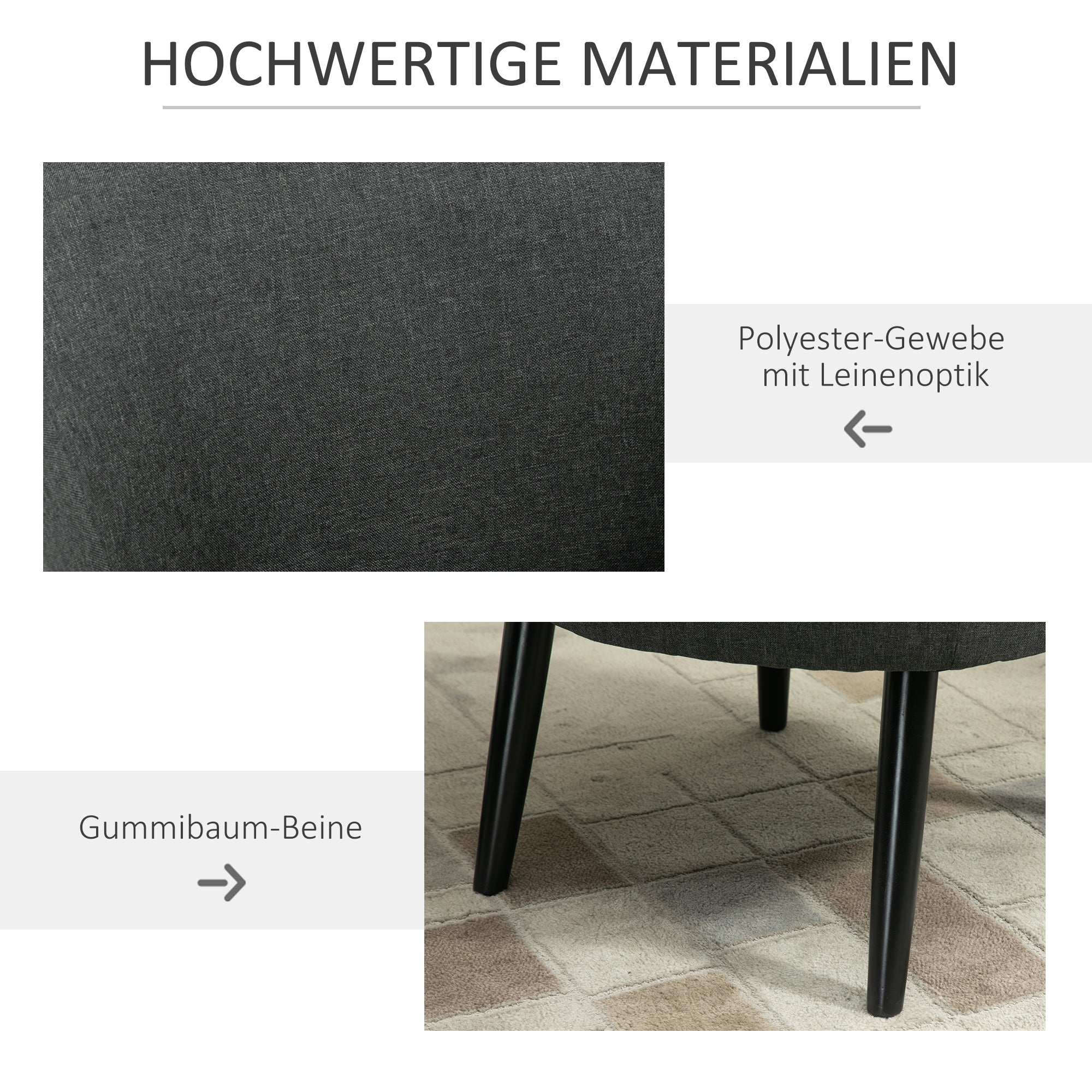 Lounge Chair Modern Upholstered Dining/Office/Cocktail Wood Grey