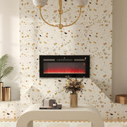 102cm Electric Fireplace 2000W Recessed Wall Mounted with Remote 9 Flame Color Crystal, Black