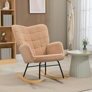 Rocking Chair Recliner Accent Chair Faux Lambskin, Brown