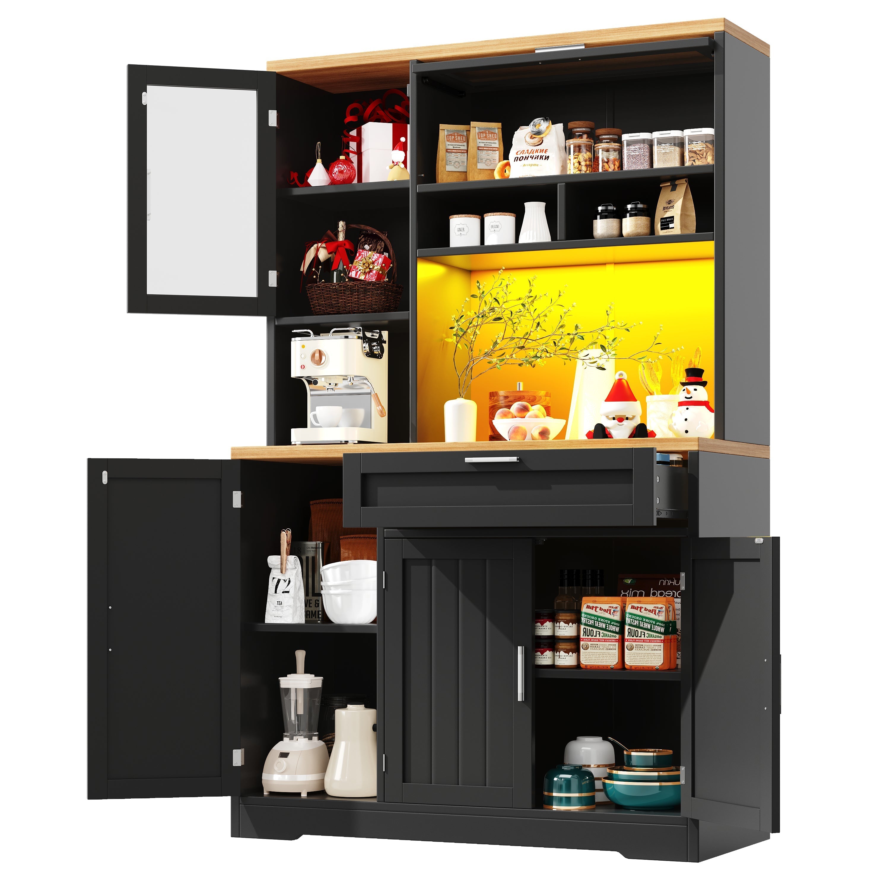 Tall Display Cabinet LED Lighting 104x40x180cm White/Black