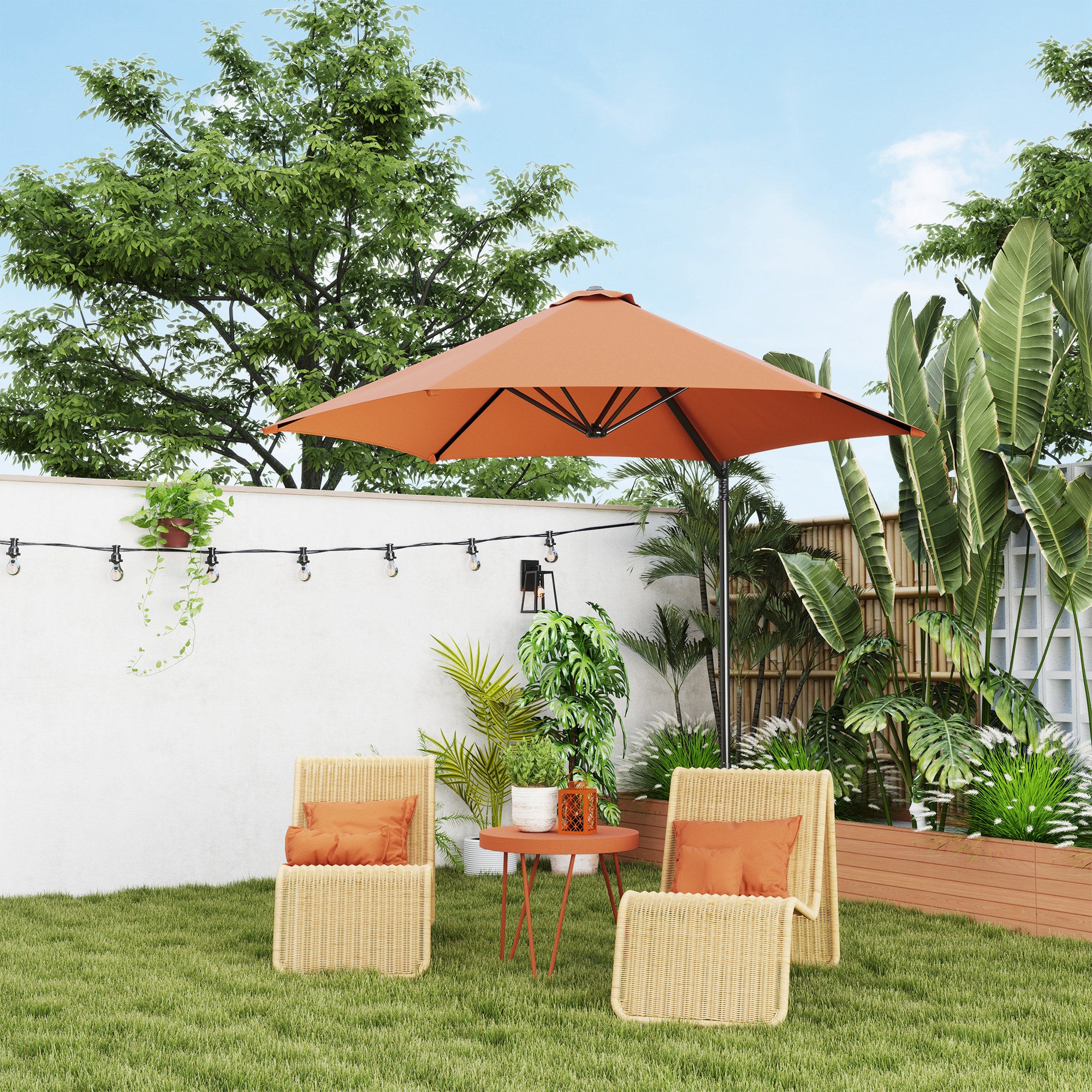 2.5M Garden Cantilever Parasol, Offset 360° Rotation Cross Base, Orange
