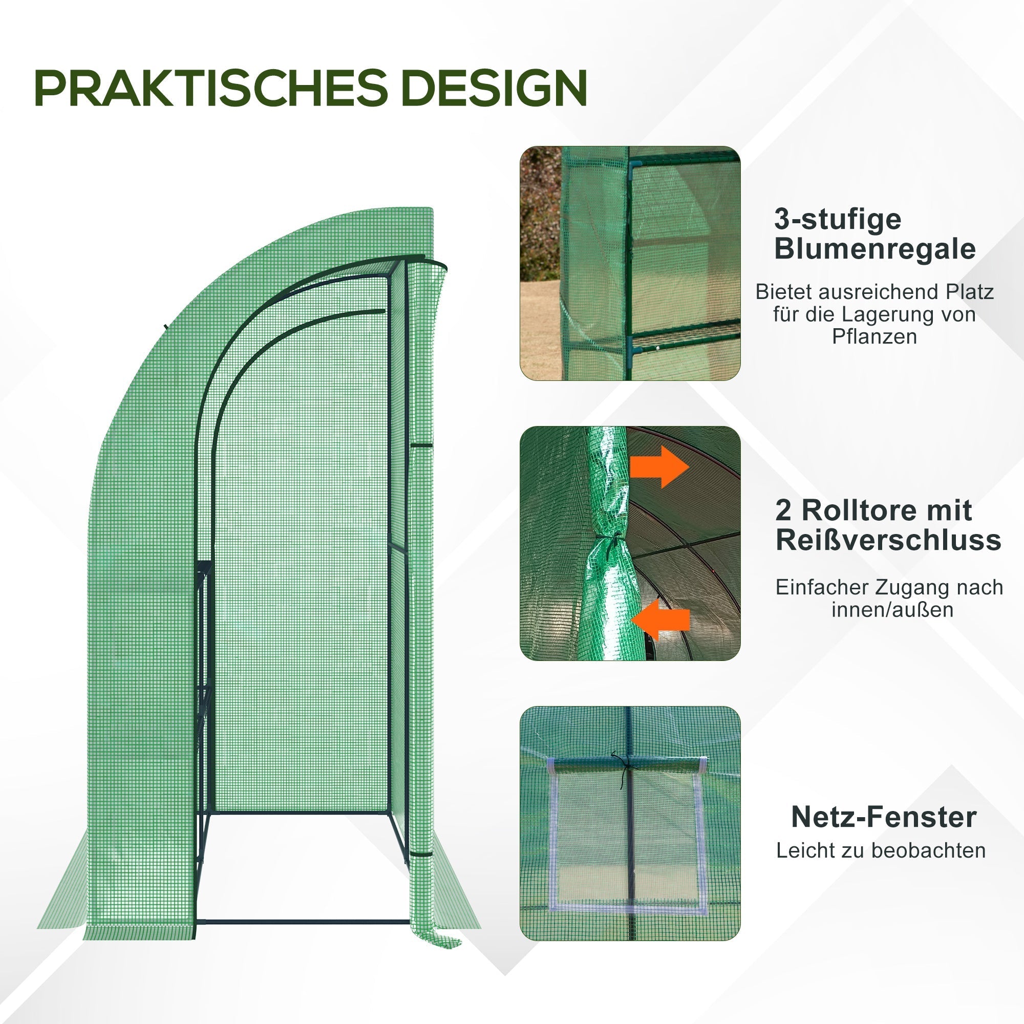 Polytunnel Greenhouse 2 Doors UV Protection Steel & PE Green