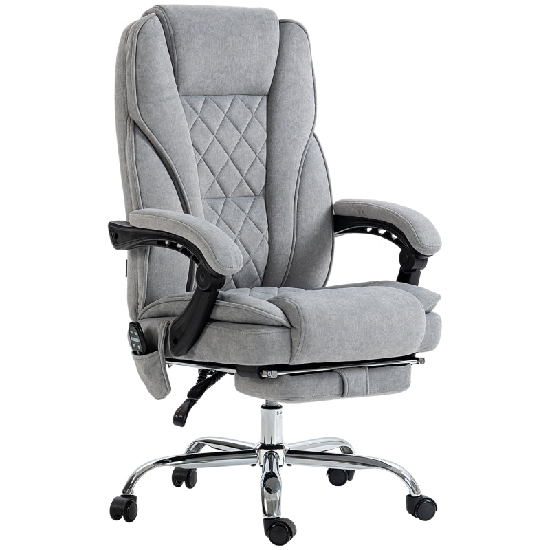 Massage Office Chair, Heated Reclining with Adjustable Height and Footrest, Grey