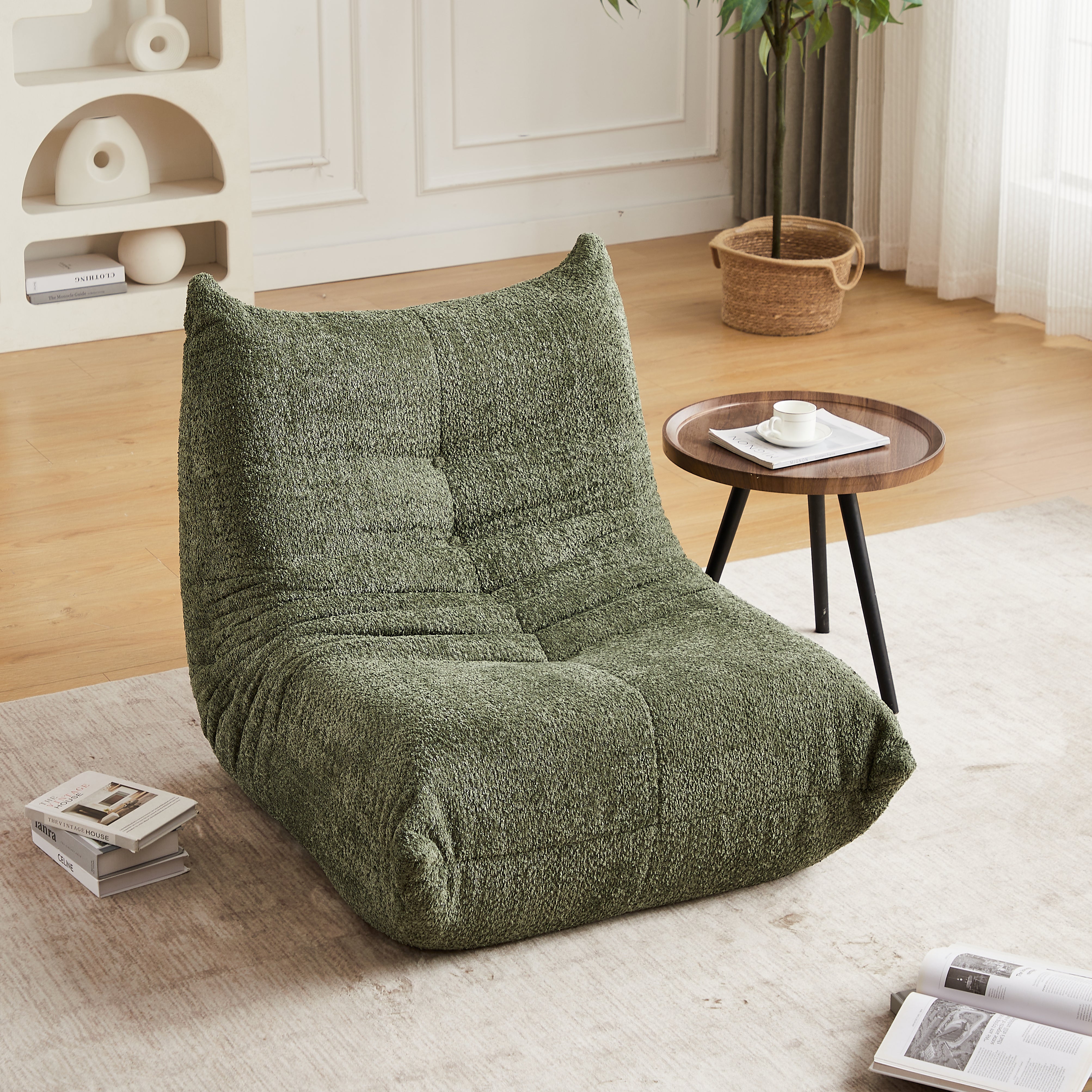 Chenille Togo Sofa, Armless Floor Lounge Chair with High-Density Memory Foam, Chenille Fabric
