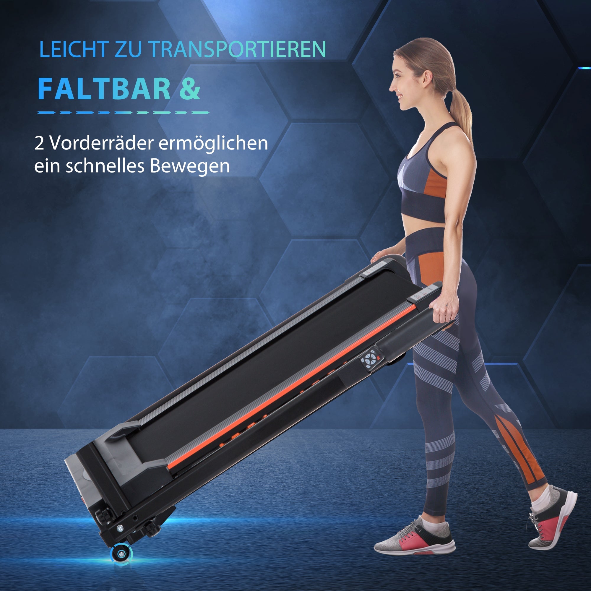 Electric Treadmill, Foldable Fitness Equipment 1-6 km/h, Sturdy Steel Frame, Black