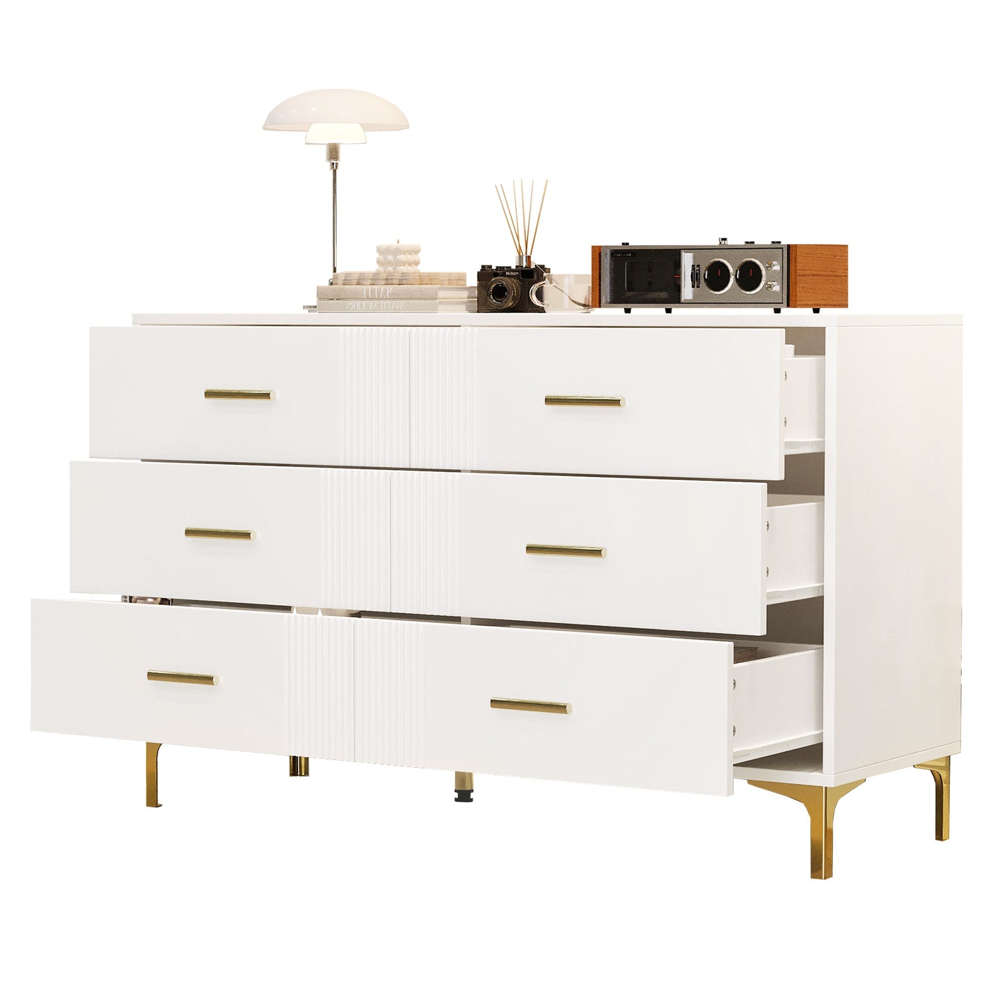 Chest of drawers 6 drawers for living room and bedroom, white