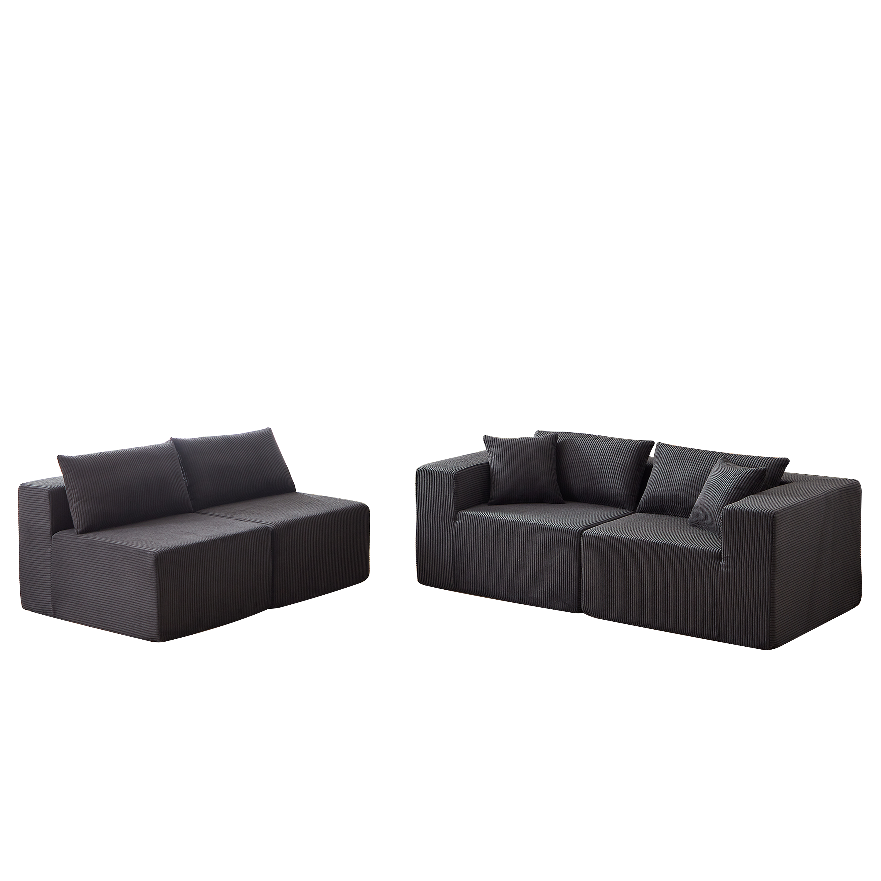 Modular L-Shaped Sectional Sofa 104-Inch 4-Piece Foam-Filled - Corduroy