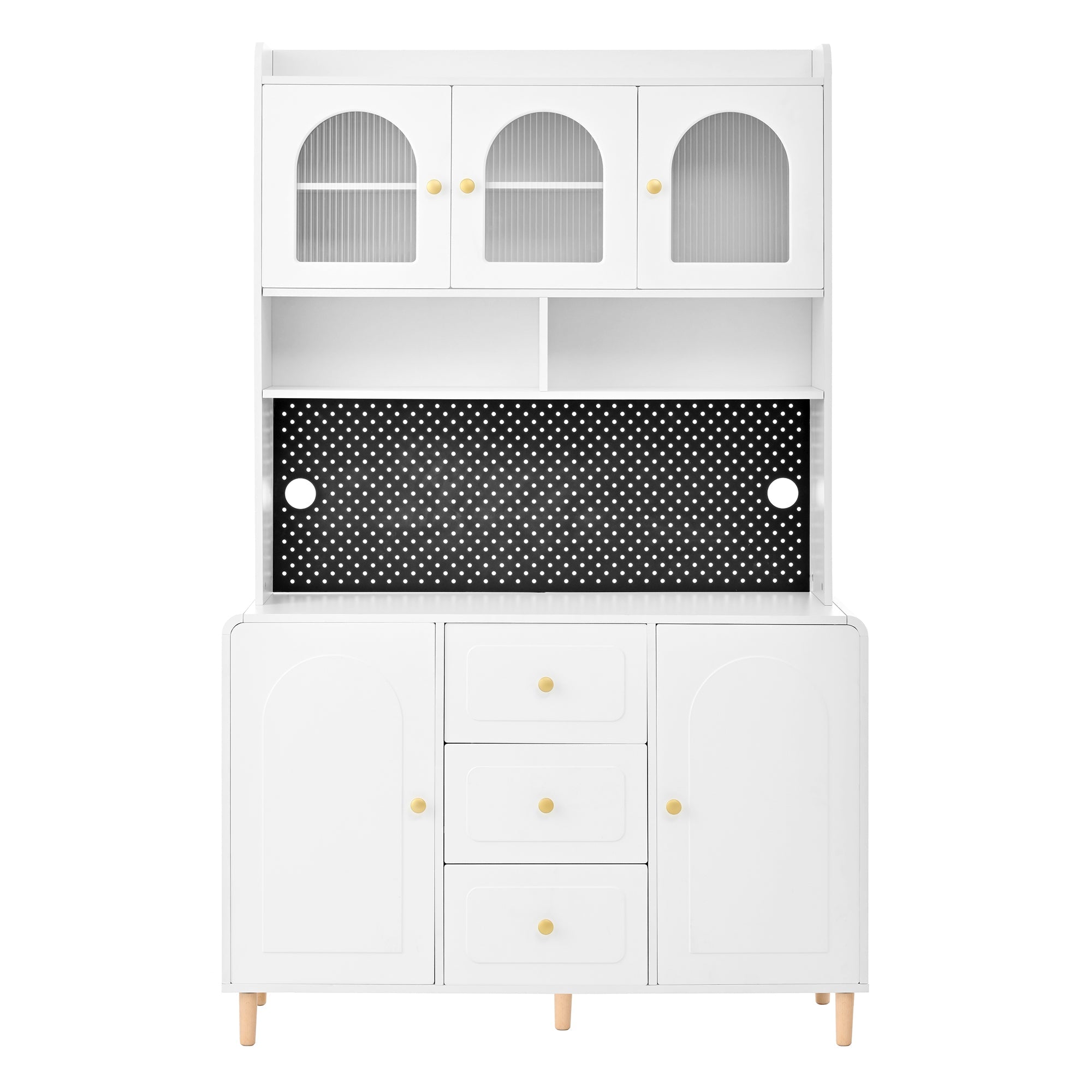 Tall Cabinet Pegboard Bar Storage Drawers White