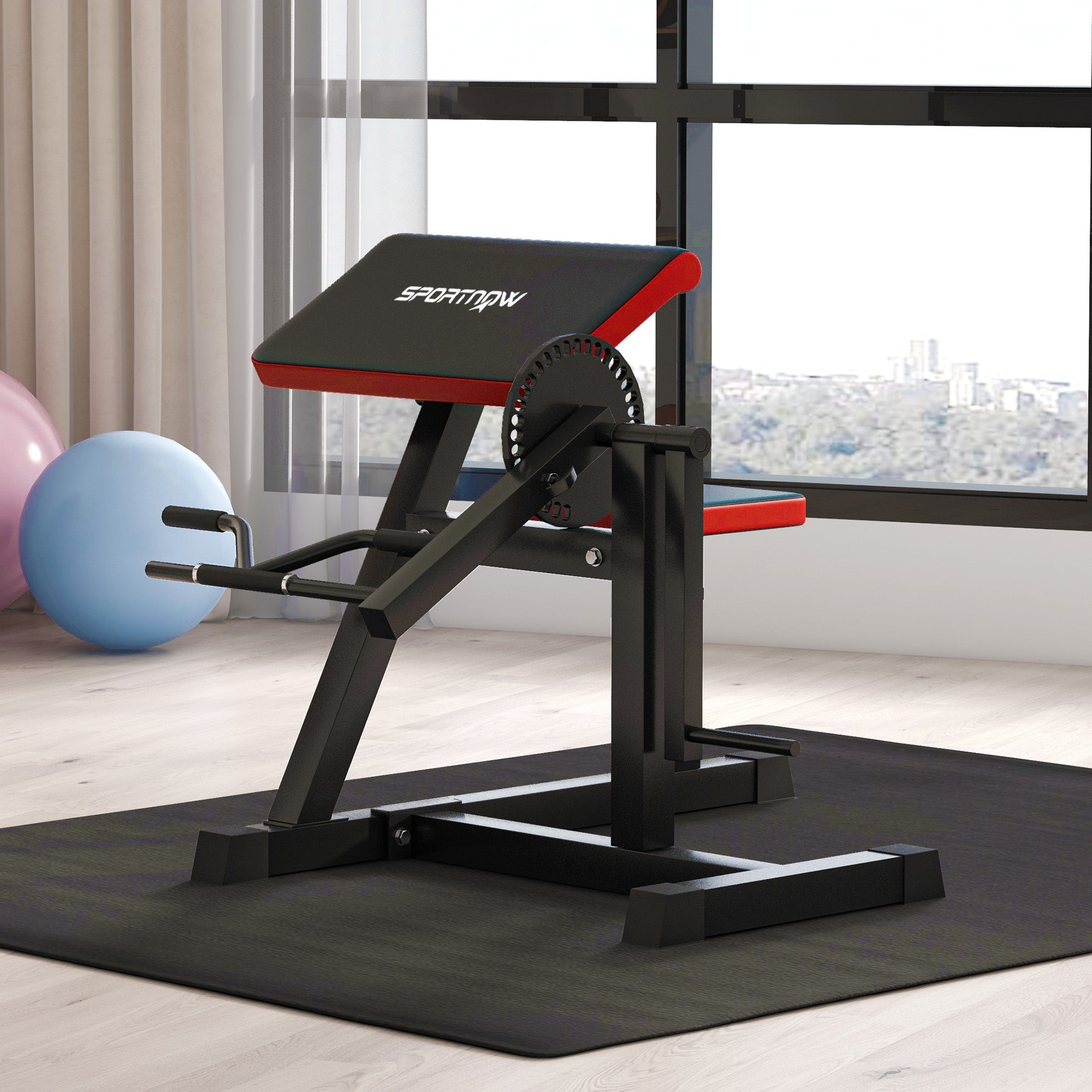 Biceps Triceps Curl Machine, 5-Level Adjustable Seat, Synthetic Leather Black