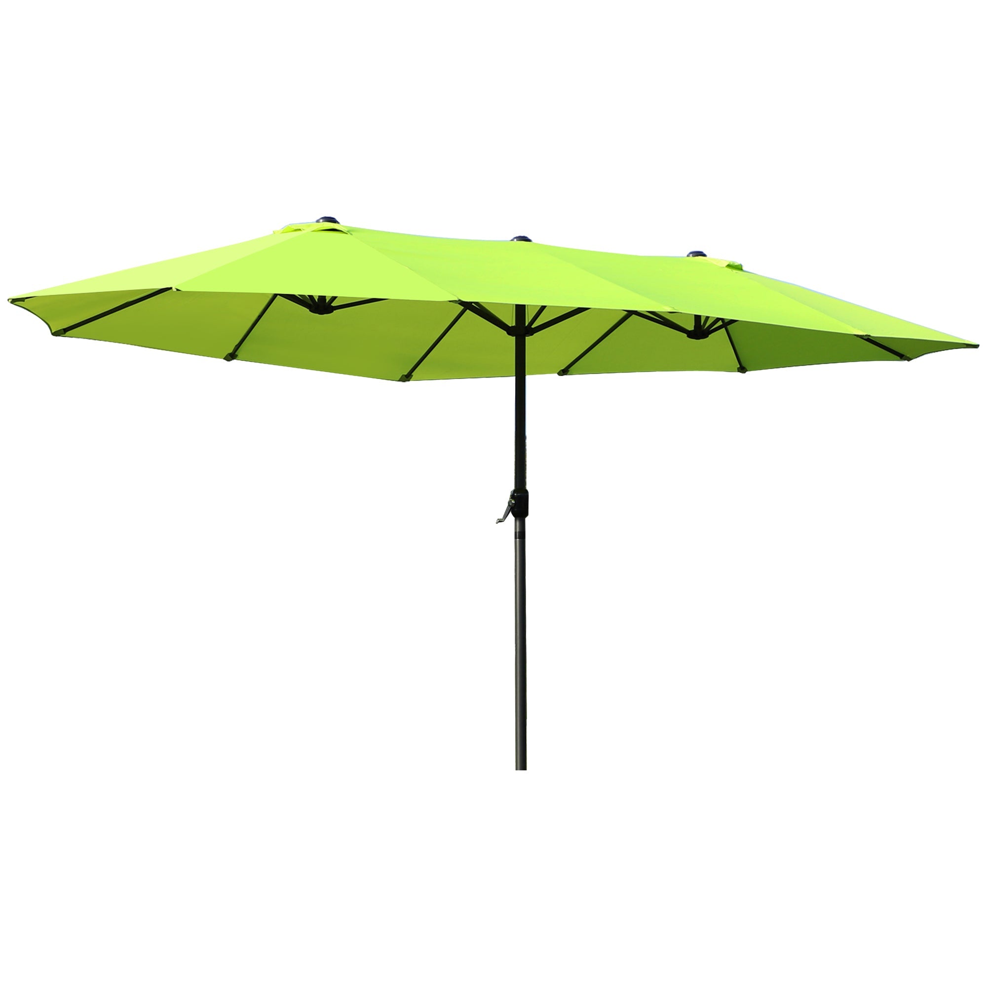 parasol garden umbrella 460 x 270cm oval with hand crank double, green