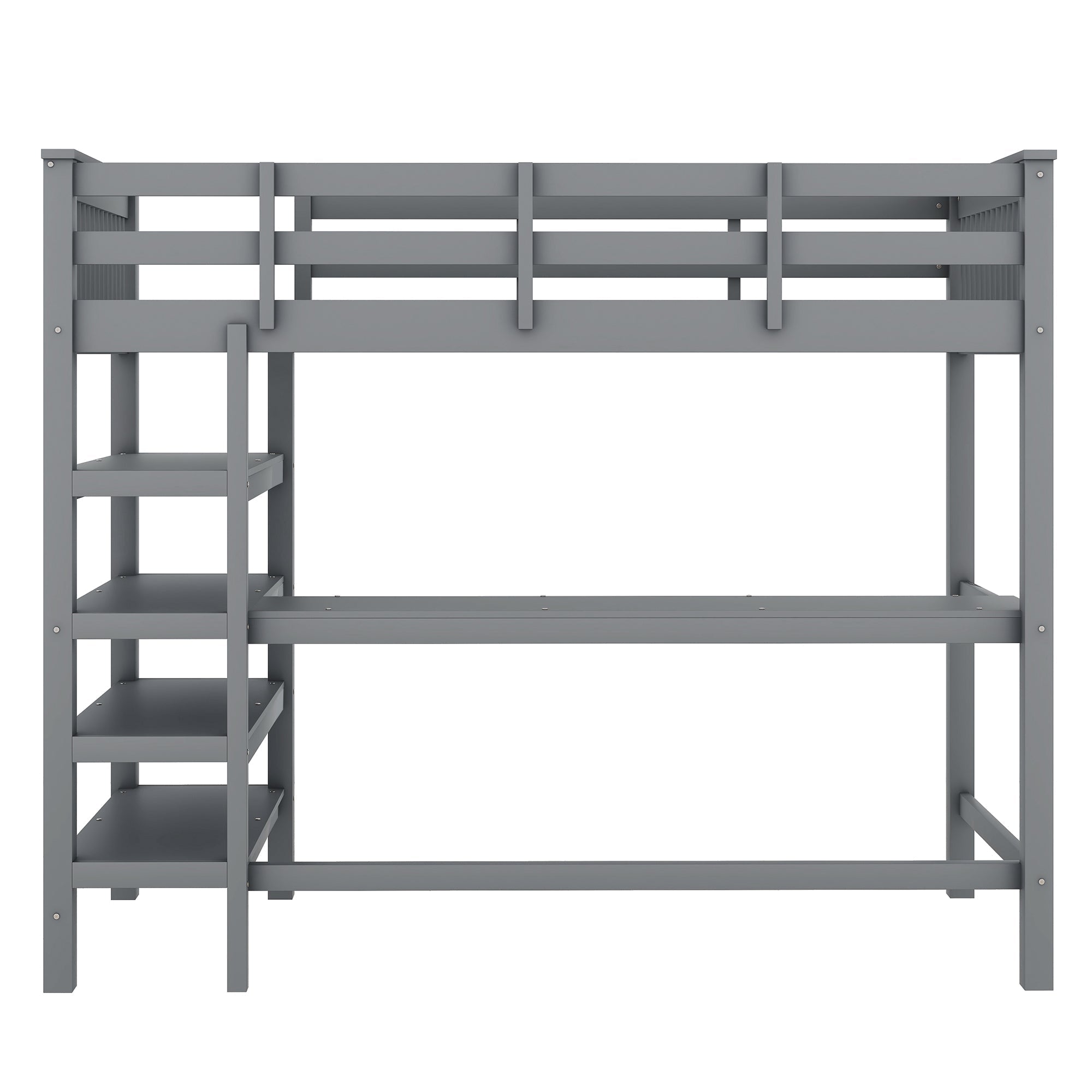 Loft Bed 90x200cm Children's Storage Under-Bed Desk Grey
