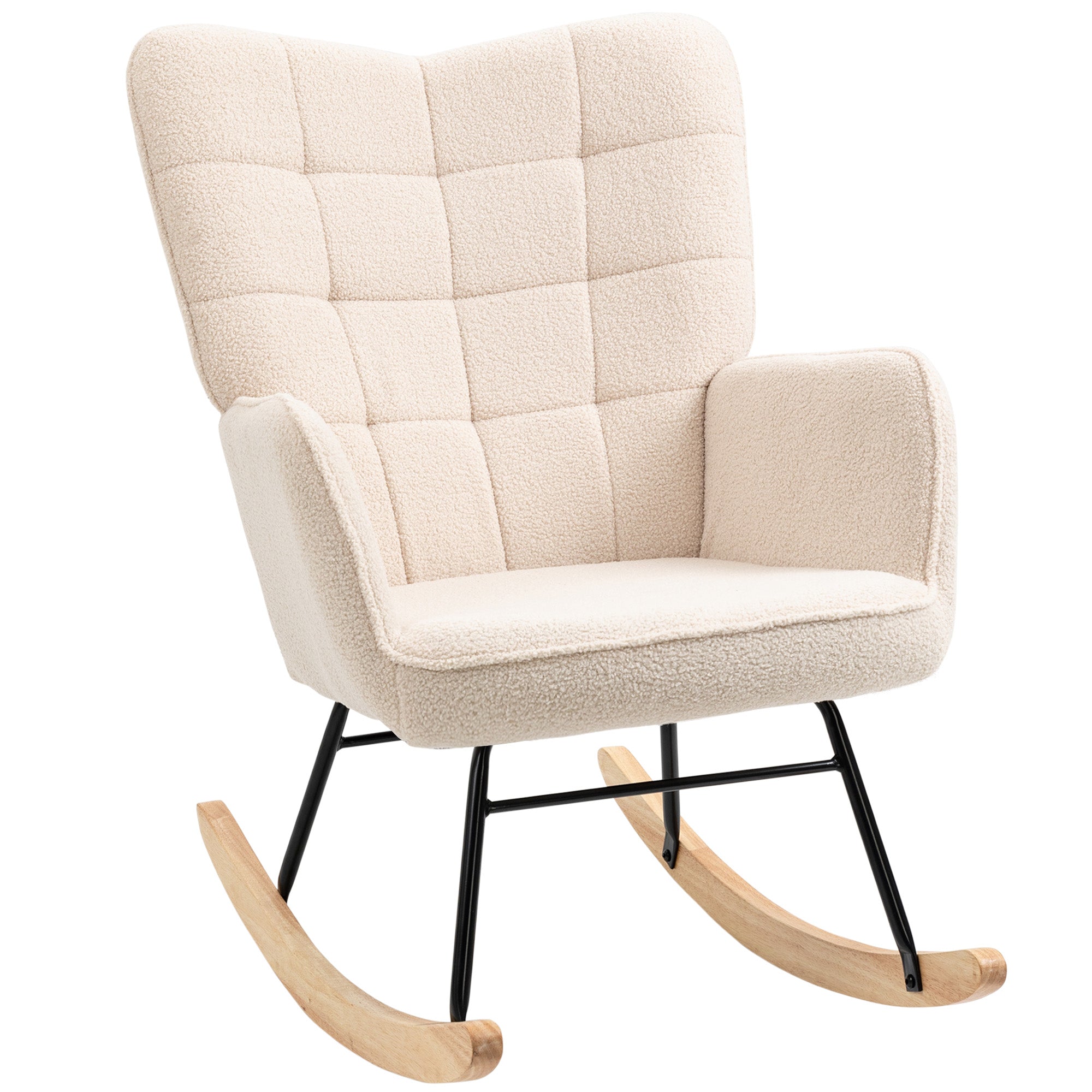 Rocking chair accent relaxation chair with berber fleece beige