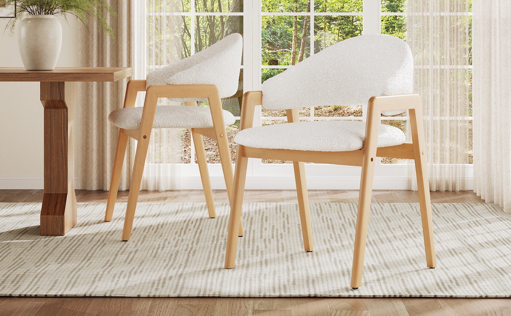 Teddy Chairs Set of 2 Ergonomic Curved Backrests - White