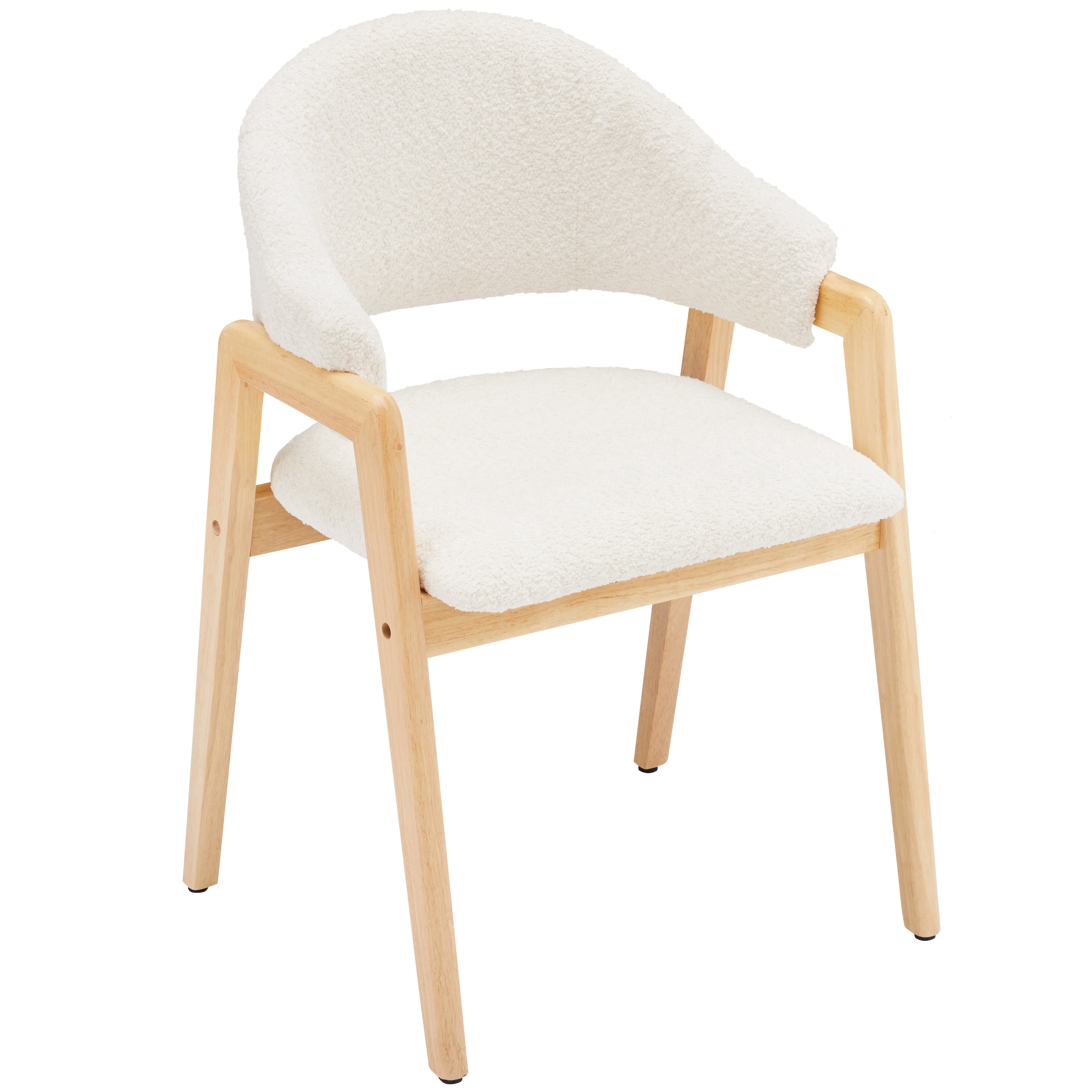 Teddy Chairs Set of 2 Ergonomic Curved Backrests - White