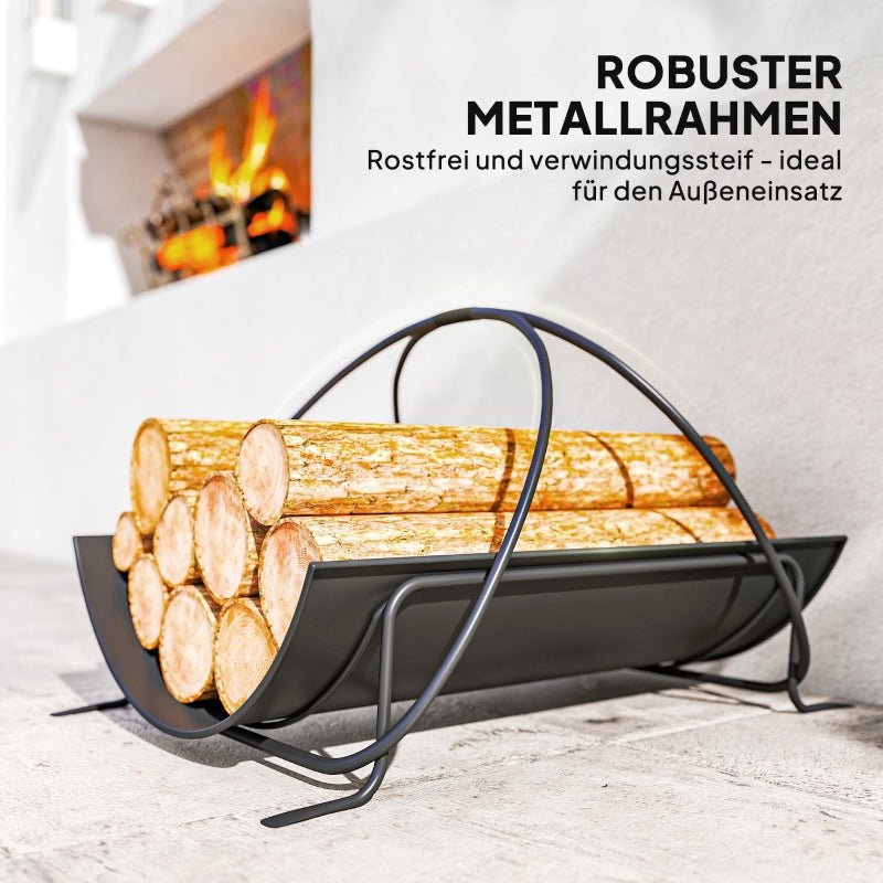 Indoor Firewood Rack Geometric Metal Handle 51x38x33cm - Black