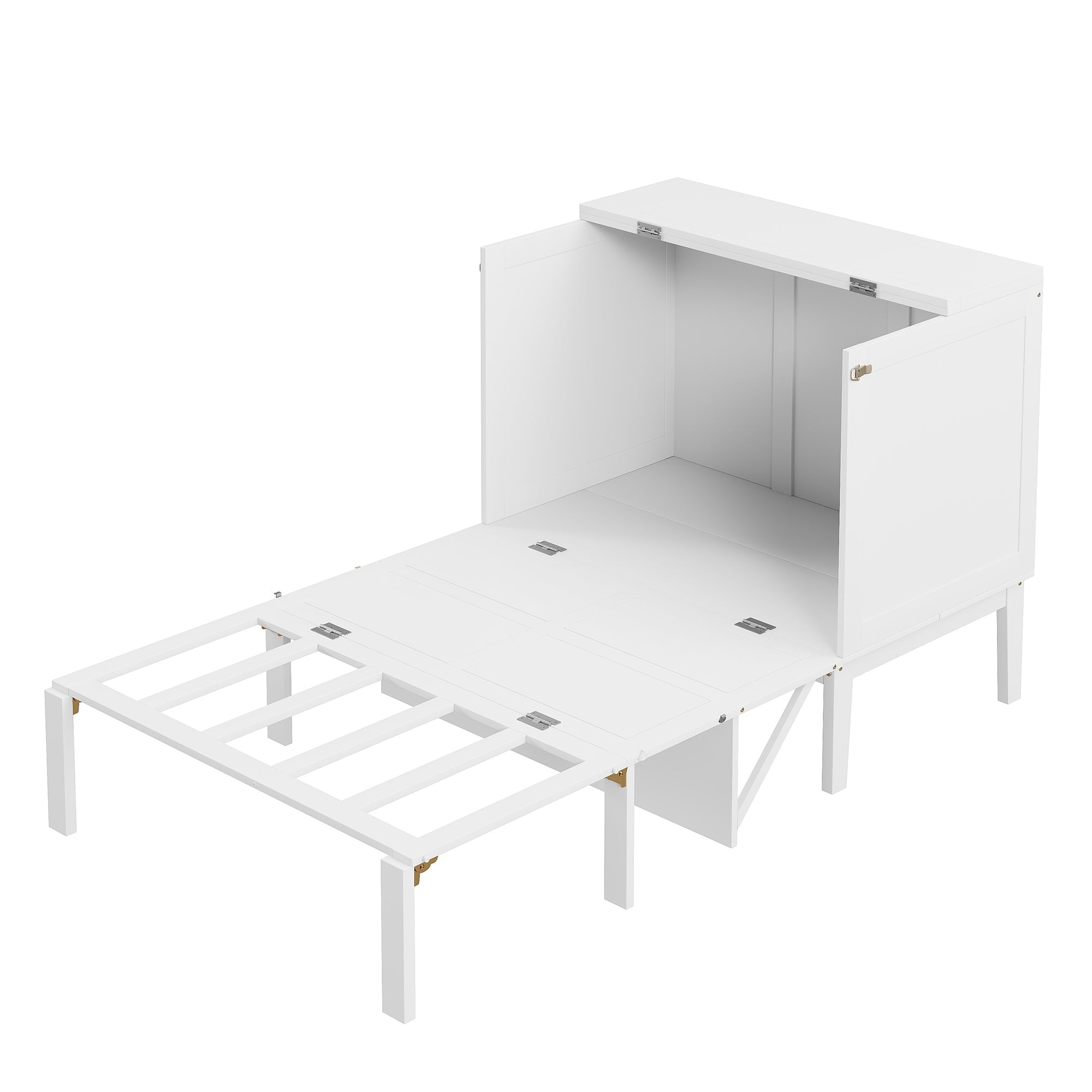 Wall Bed, 90x200 cm, Slatted Frame, Youth, White