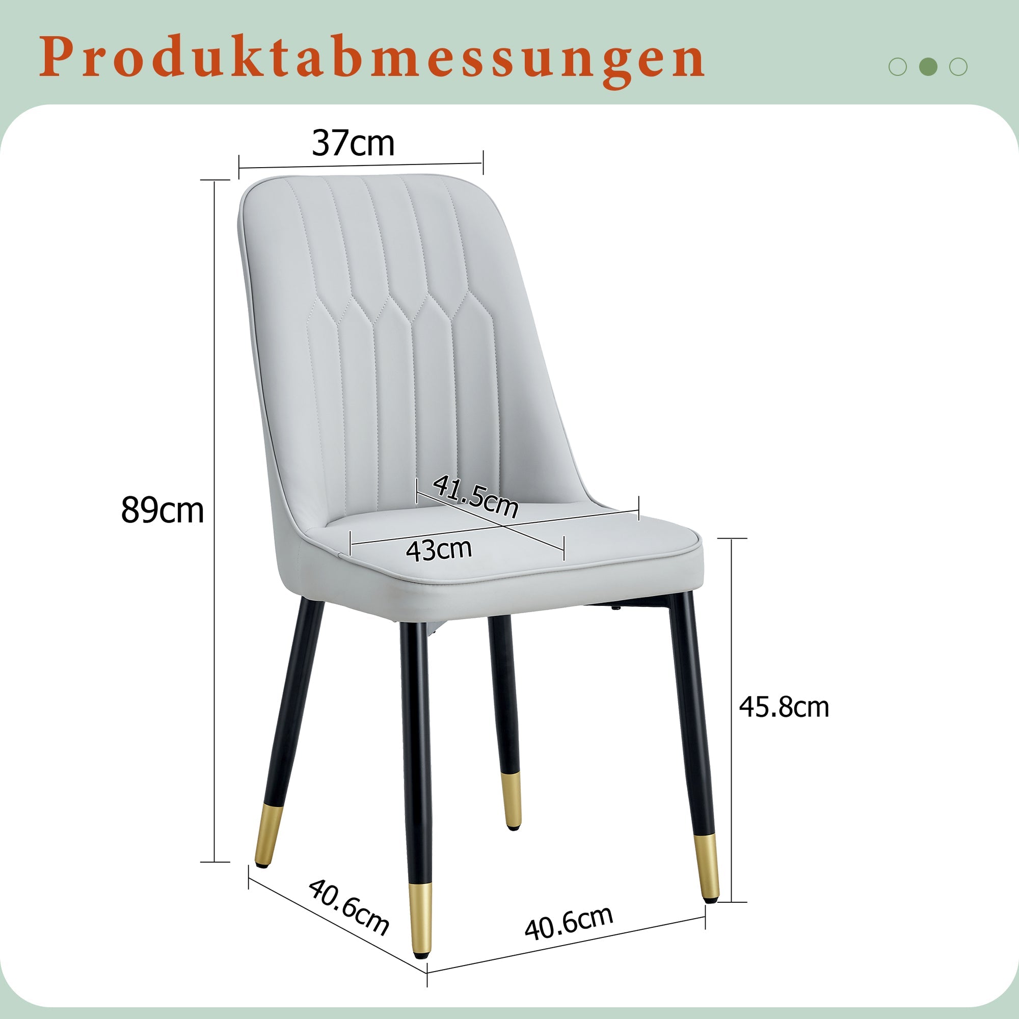 2-Piece Dining Chair Set PU Leather Back Black Metal Legs - Light Grey