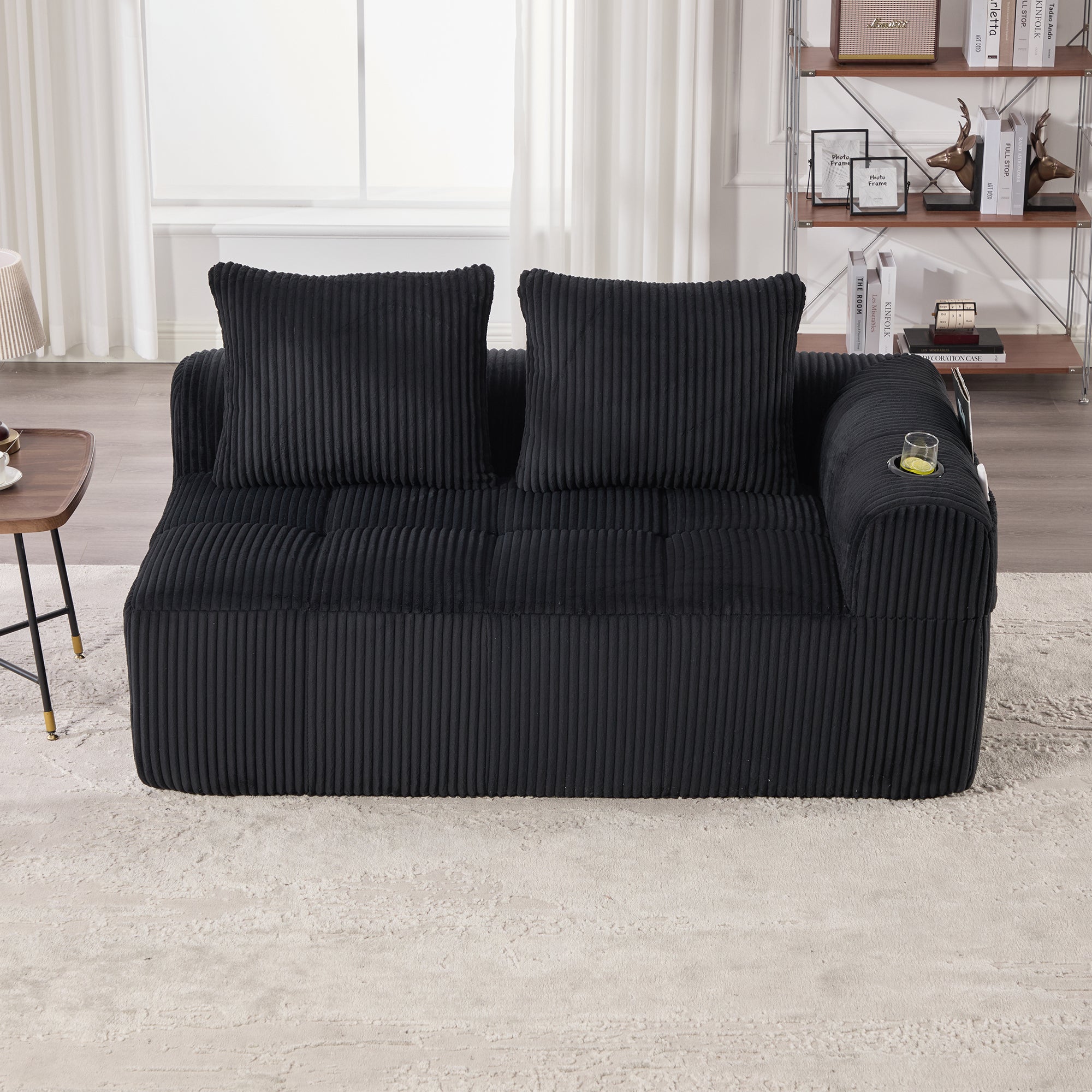 Two-Seater Sofa Storage Pocket Drink Holder - Corduroy Fabric