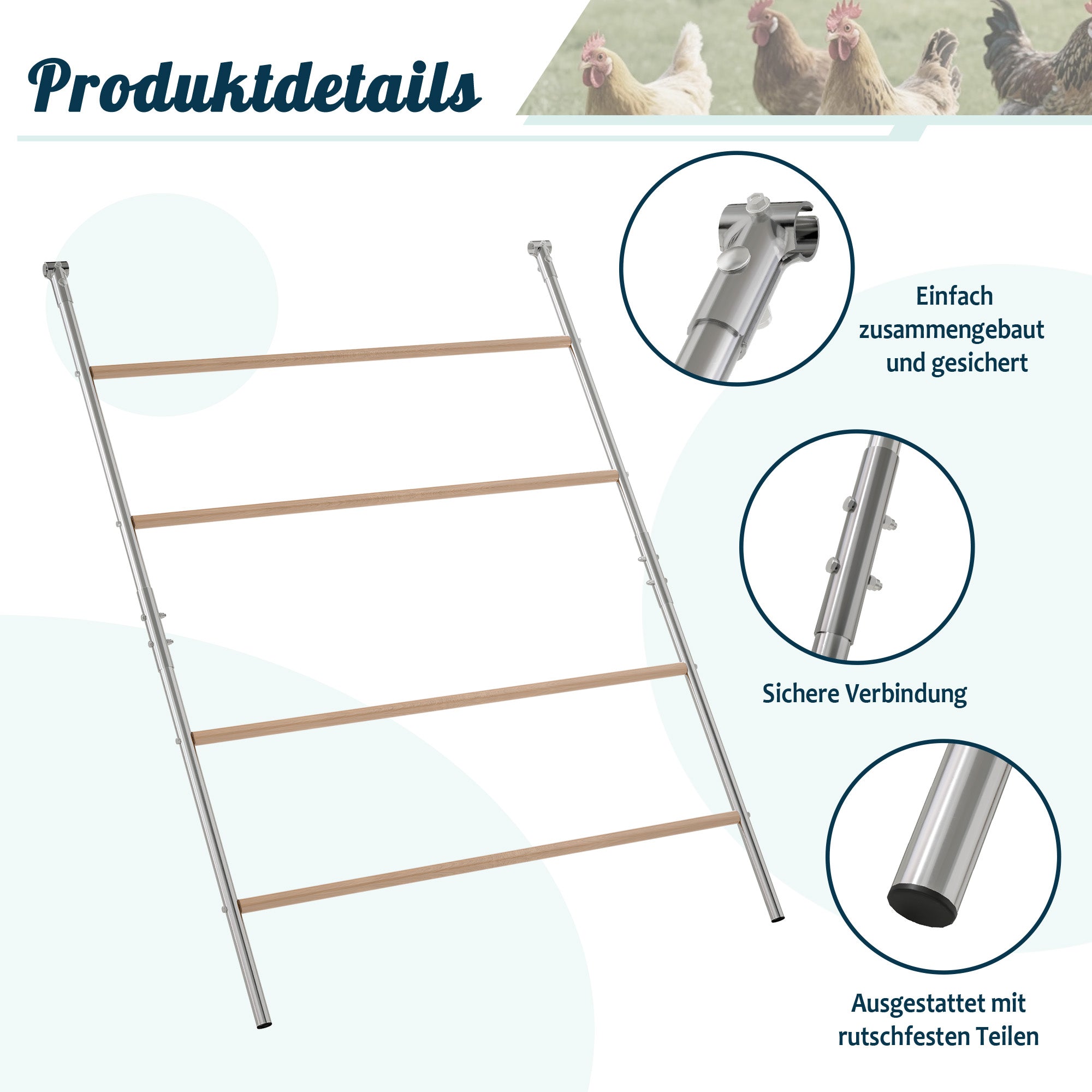 Chicken Coop 3x2m with Ladder, Safety Lock, and Waterproof UV Cover - Reinforced 1mm Tubes