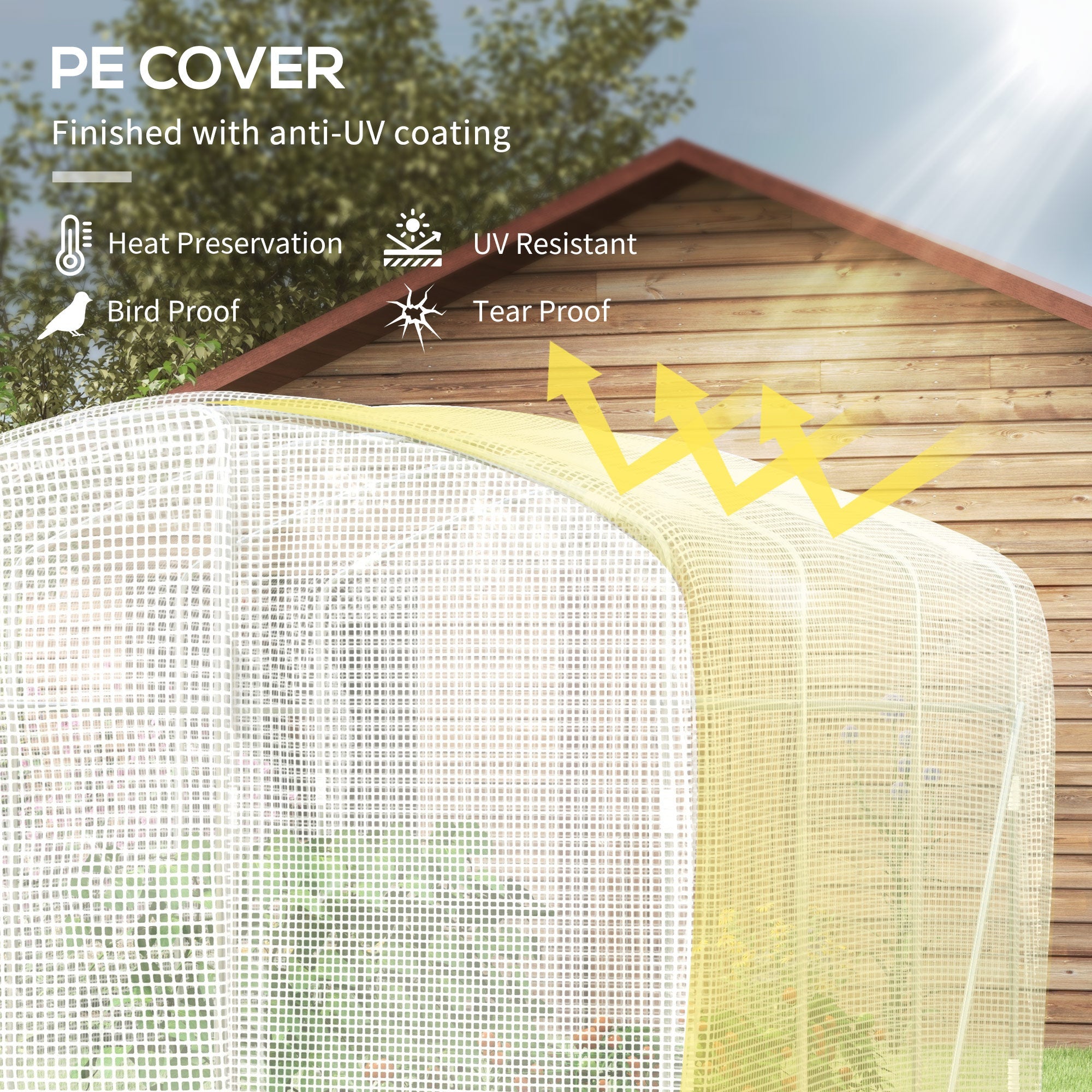 Polytunnel Greenhouse Walk-in Grow House, Door, Galvanised Steel Frame, 2 x 3 x 2m, White