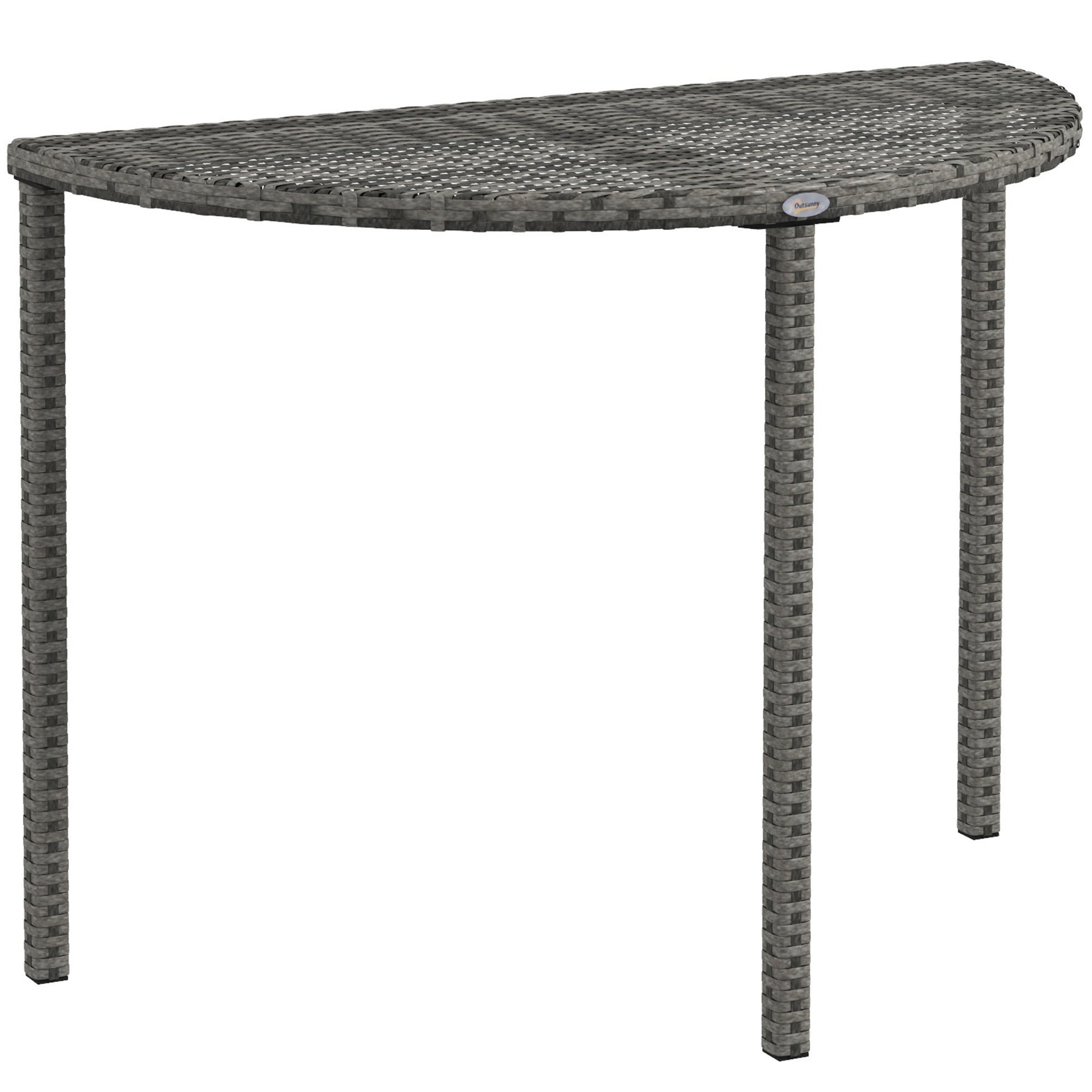 Semi-circular Balcony Table 100 x 50 x 74 cm Polyrattan & Metal, Grey