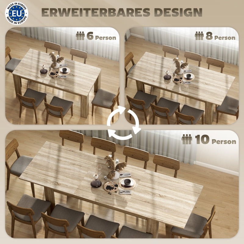 Extendable Dining Table Expandable 180-260cm 6-10 Seater Wood