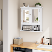 Bathroom Cabinet, Mirror & Adjustable Shelf, White